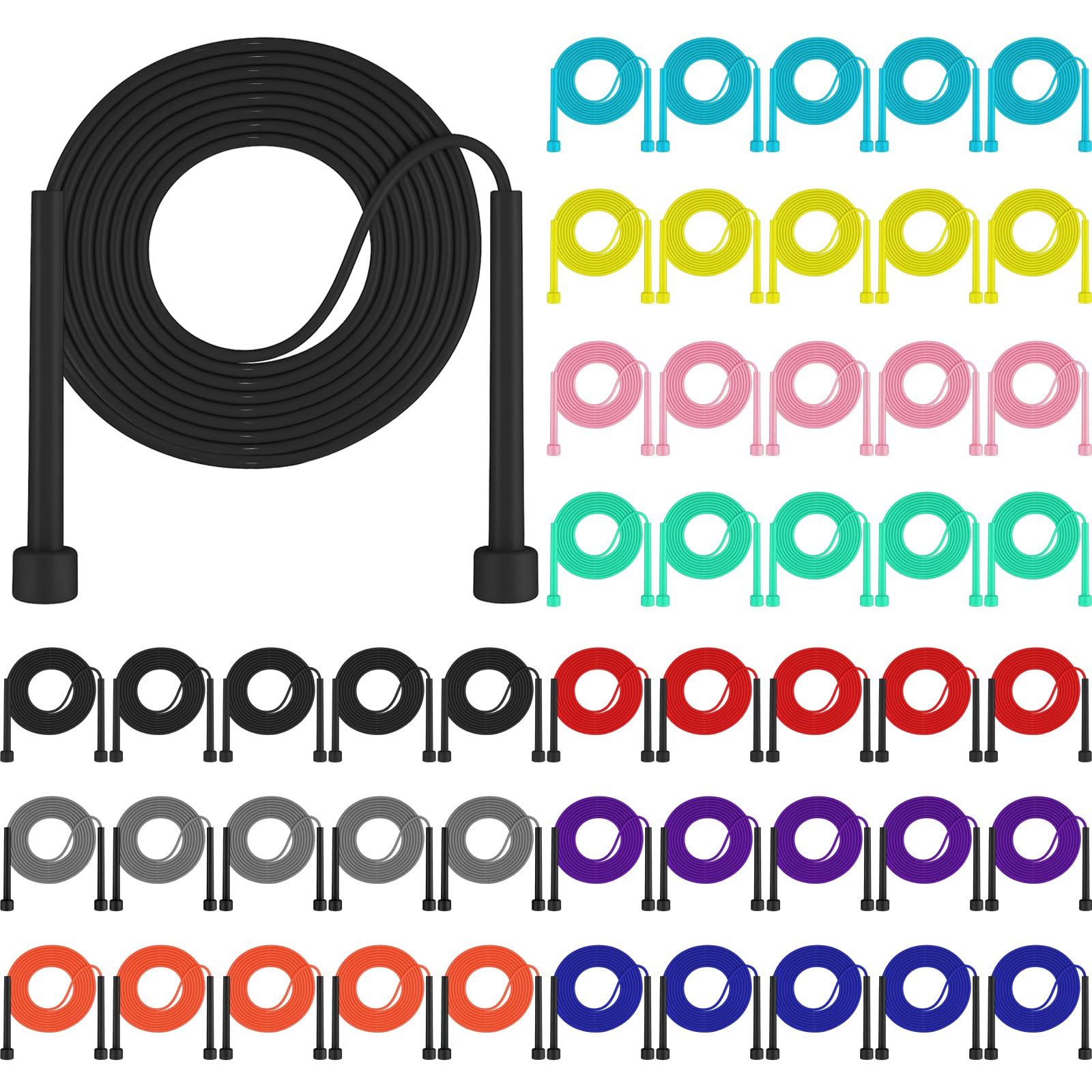 PVC-Springseil, verstellbare Springseile für Erwachsene und Kinder, weiche, leichte Übungsseile mit Kunststoffgriffen für Gewichtsverlust, Training, Rennen (2,8 m, 10 Farben)