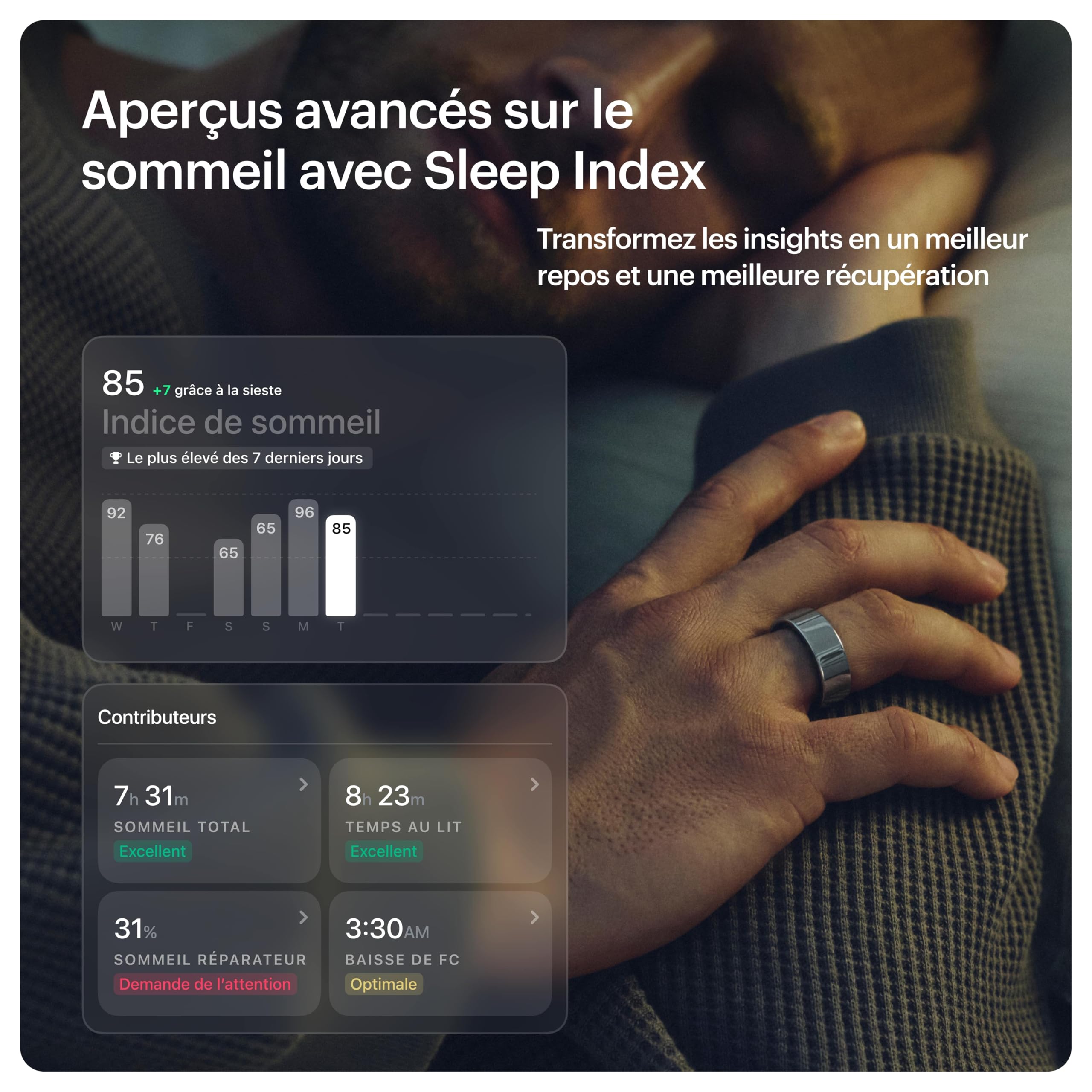 ULTRAHUMAN Ring AIR – Bague connectée de Suivi de santé, Choisissez d’Abord Votre Taille grâce au kit de Mesure ; Suivi du Sommeil ; Bague Intelligente pour Hommes et Femmes (Argent Spatial, 14)
