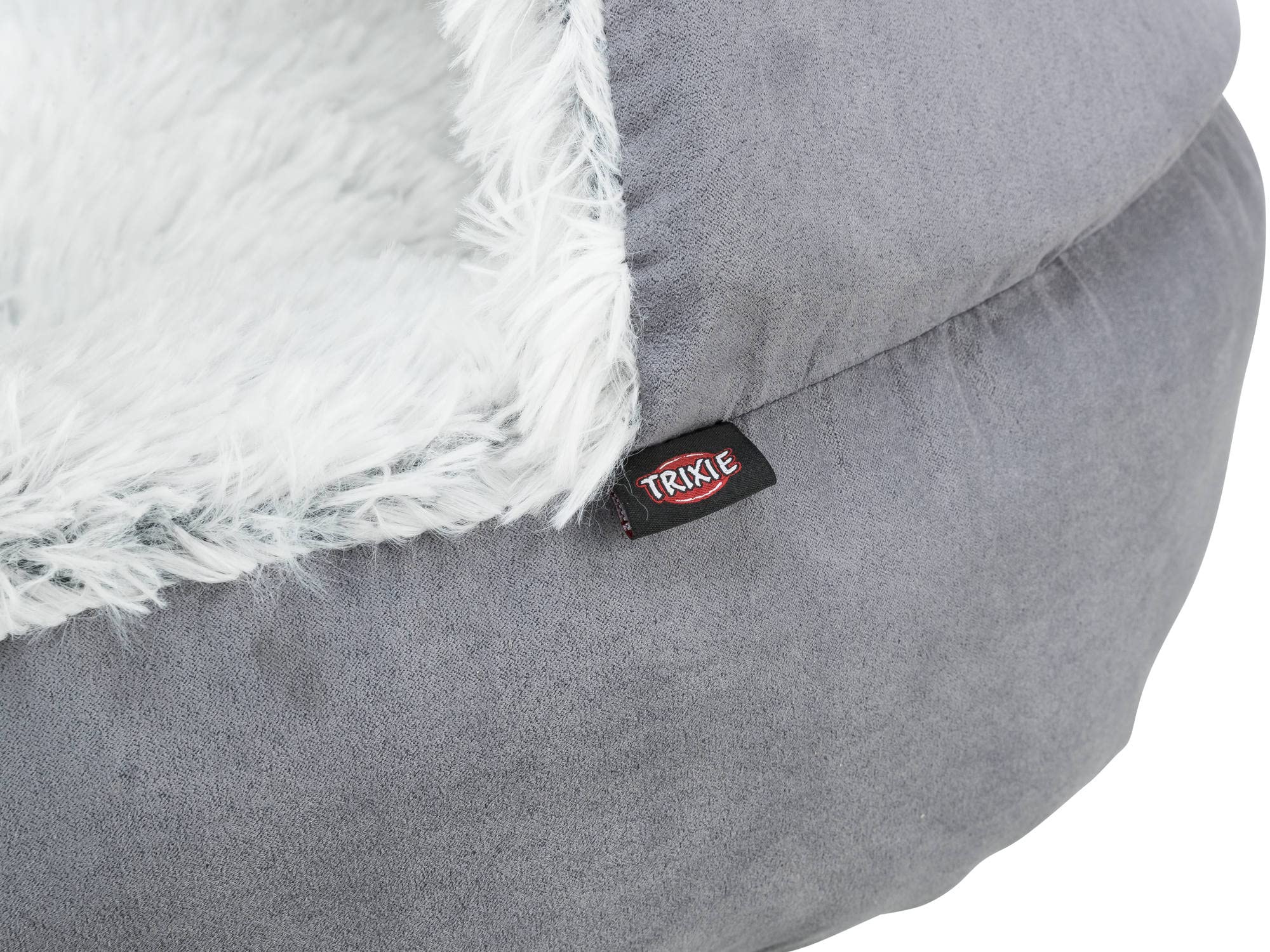 TRIXIE Letto particolarmente morbido e antiscivolo per cani Harvey, rotondo, Ø 70 cm, colore grigio/bianco e nero – 38037