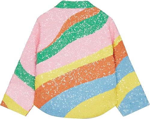 Camiseta de Pijama Ondulada con Lentejuelas arcoíris