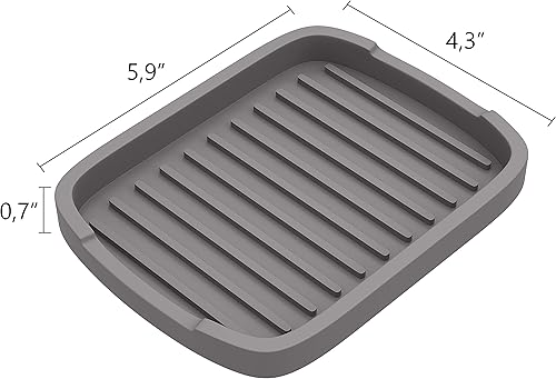 Miniatura 2 de ZAPPOWARE Soporte de esponja de silicona -bandeja de jabón - 5.9" X 4.33" (gris) - Juego -2 piezas