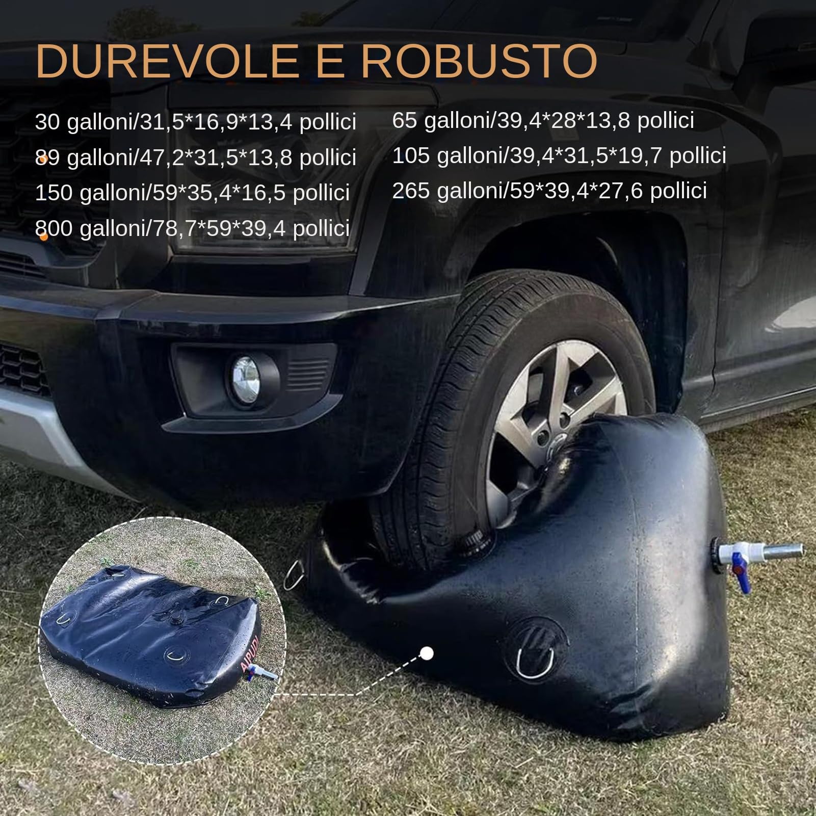 Bolsa de agua Bolsa Depósito Plegable Portátil de 110L | Depósito de agua con grifo Para camión, , hogar, camping, jardín, picnic, actividades al aire