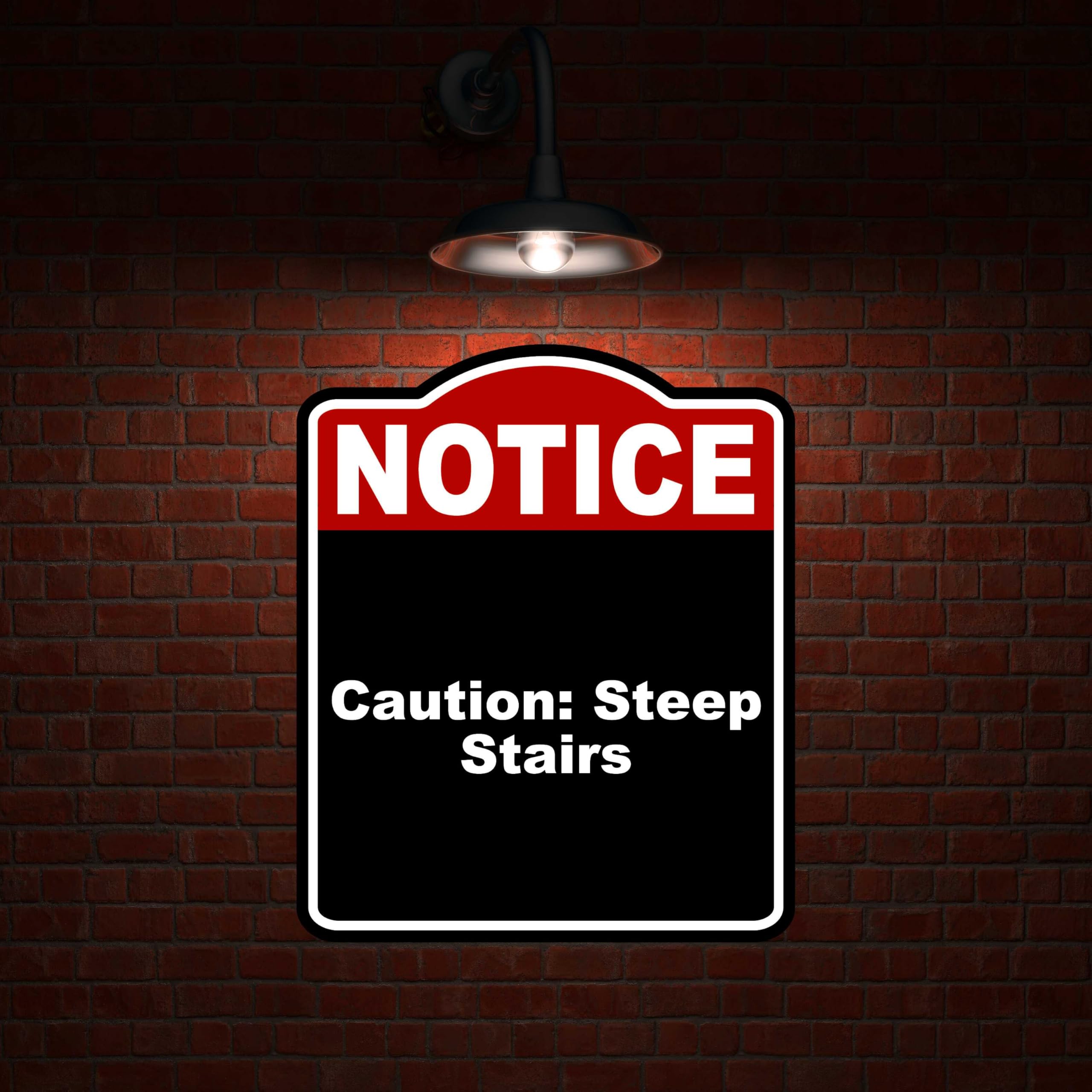 Caution Steep Stairs Notice Red Black Aluminum Composite Sign 8.5 x 10 inches