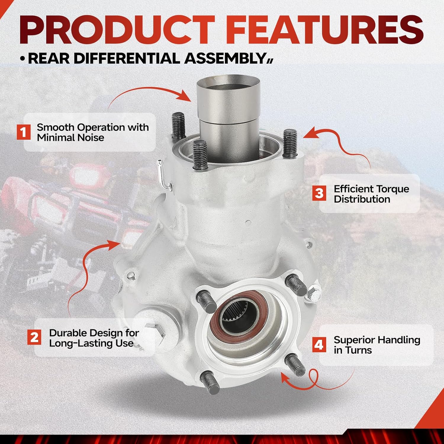 Rear Differential Replacement for Honda TRX 500 TRX500 Foreman Rubicon 500 2005-2014, Replace OE 41300-HP0-B80 41300-HP0-A00