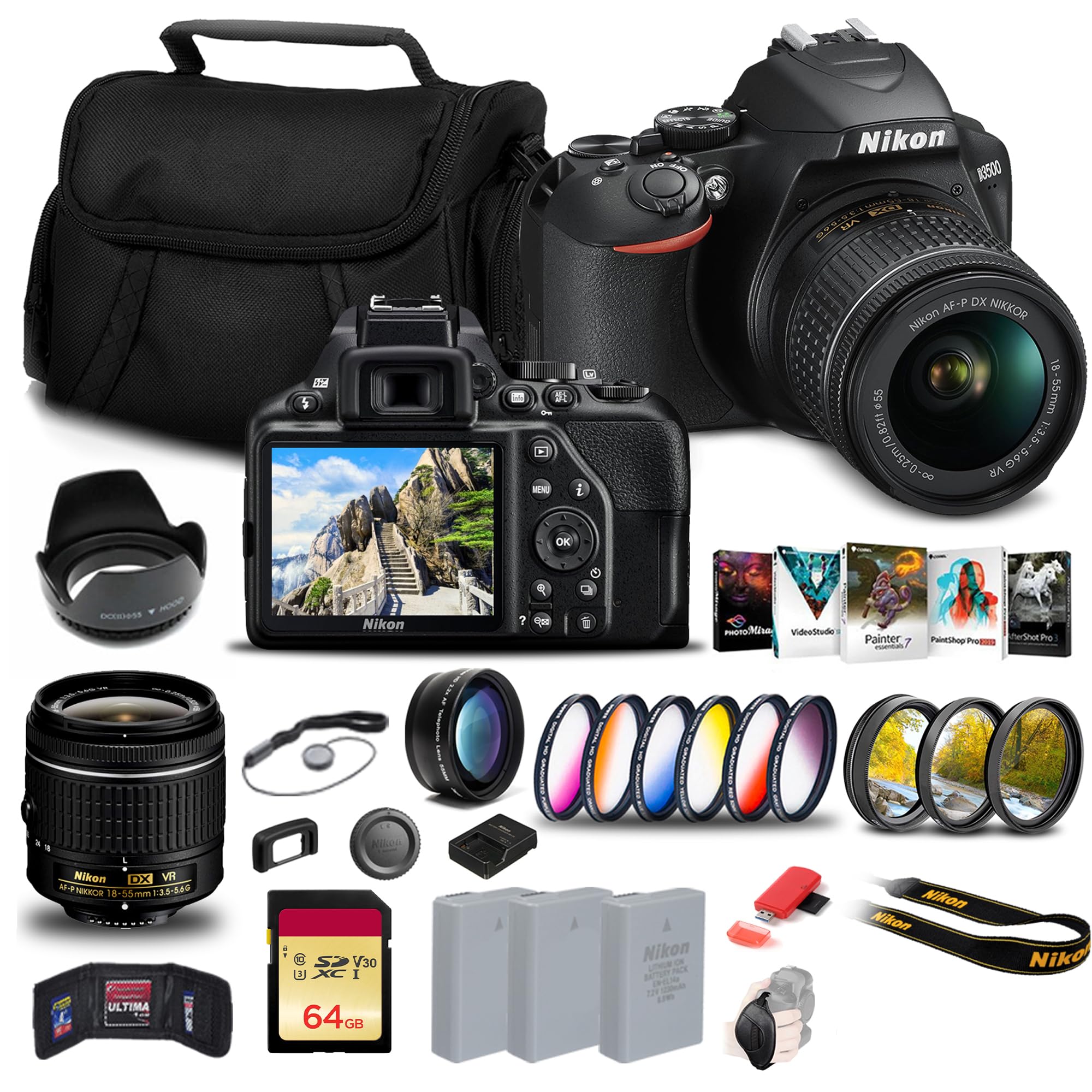 Amazon.com : Nikon D3500 DSLR Camera with 18-55mm Lens (1590) +