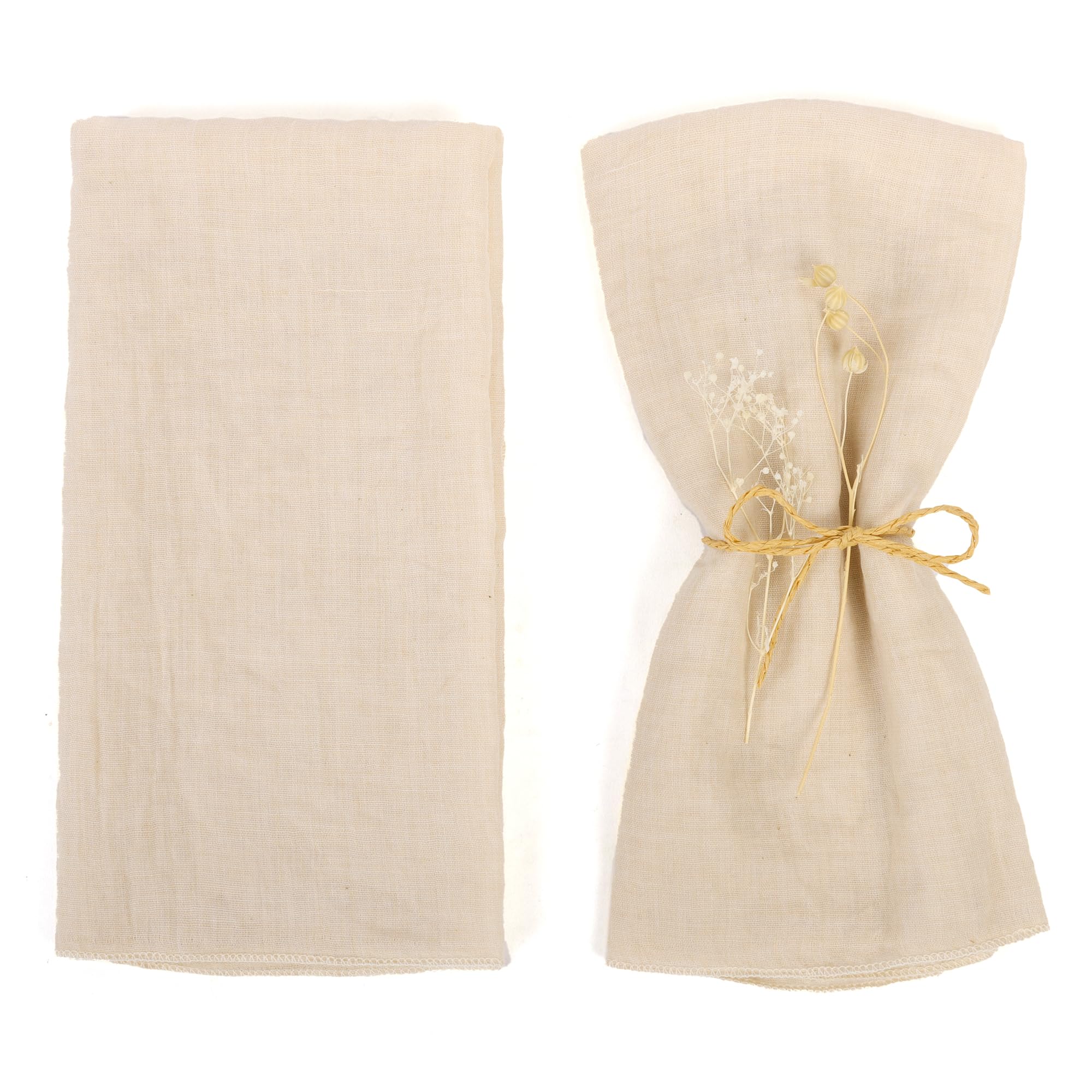 Niuoppy Cloth Napkin Set of 6, Soft Gauze Cotton Napkins, 16.5"" x 16.5"" Cotton Napkin, Reusable Napkins, Cloth Napkins for wedding, dinner, party, Daily Use (Light Brown), LHM202402221651