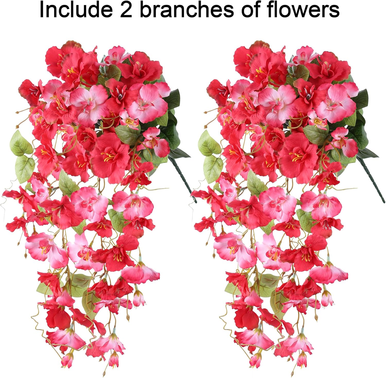 Artificial Hibiscus Fake Hanging Flowers Plants for Outdoors Spring Decoration, 2pcs Faux Silk Outside Hibiscus Long Trailing Vines Realistic UV Resistant for Front Door Planter Porch Patio Yard Urn - Image 4