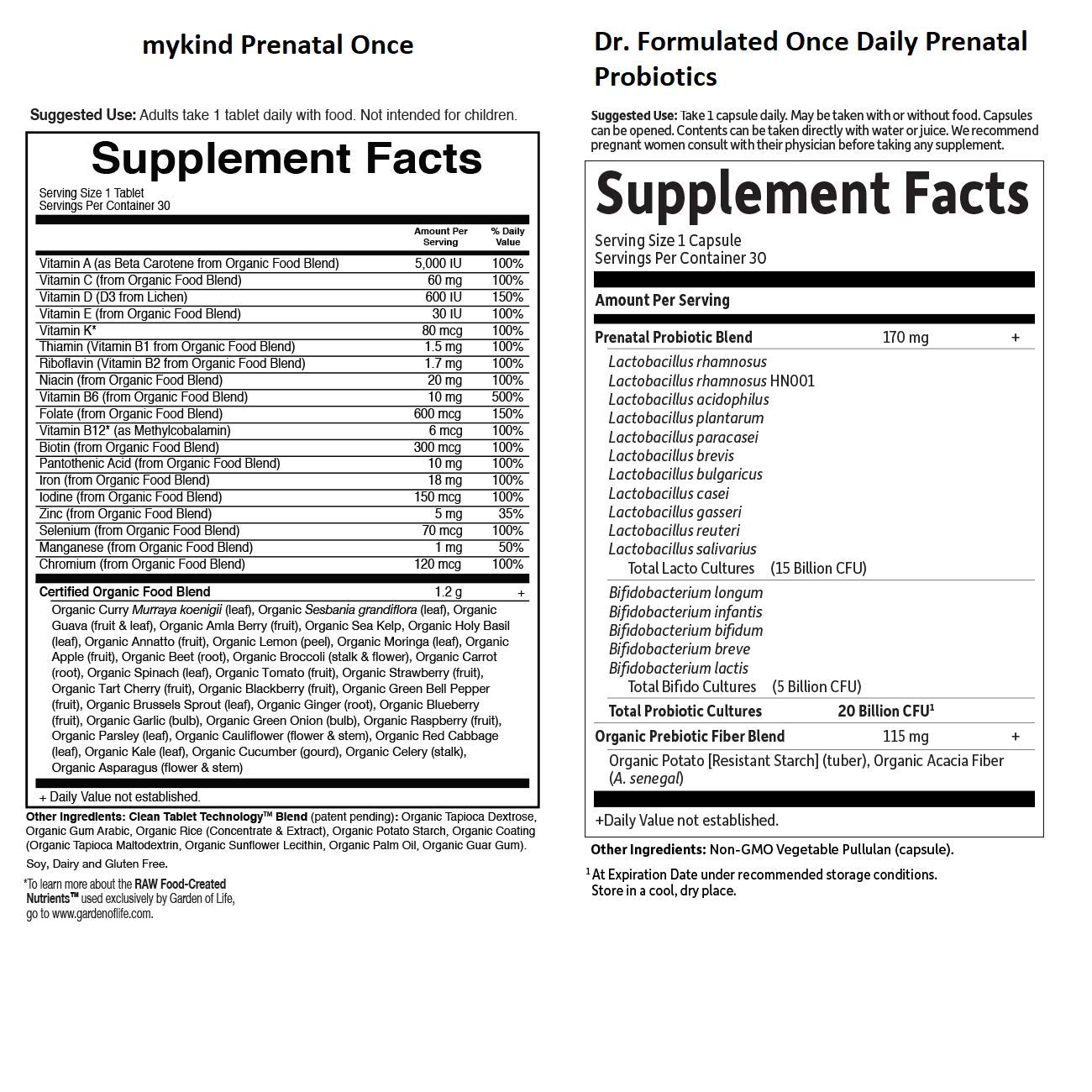 Garden of Life Once Daily Prenatal Bundle mykind Organics Prenatal