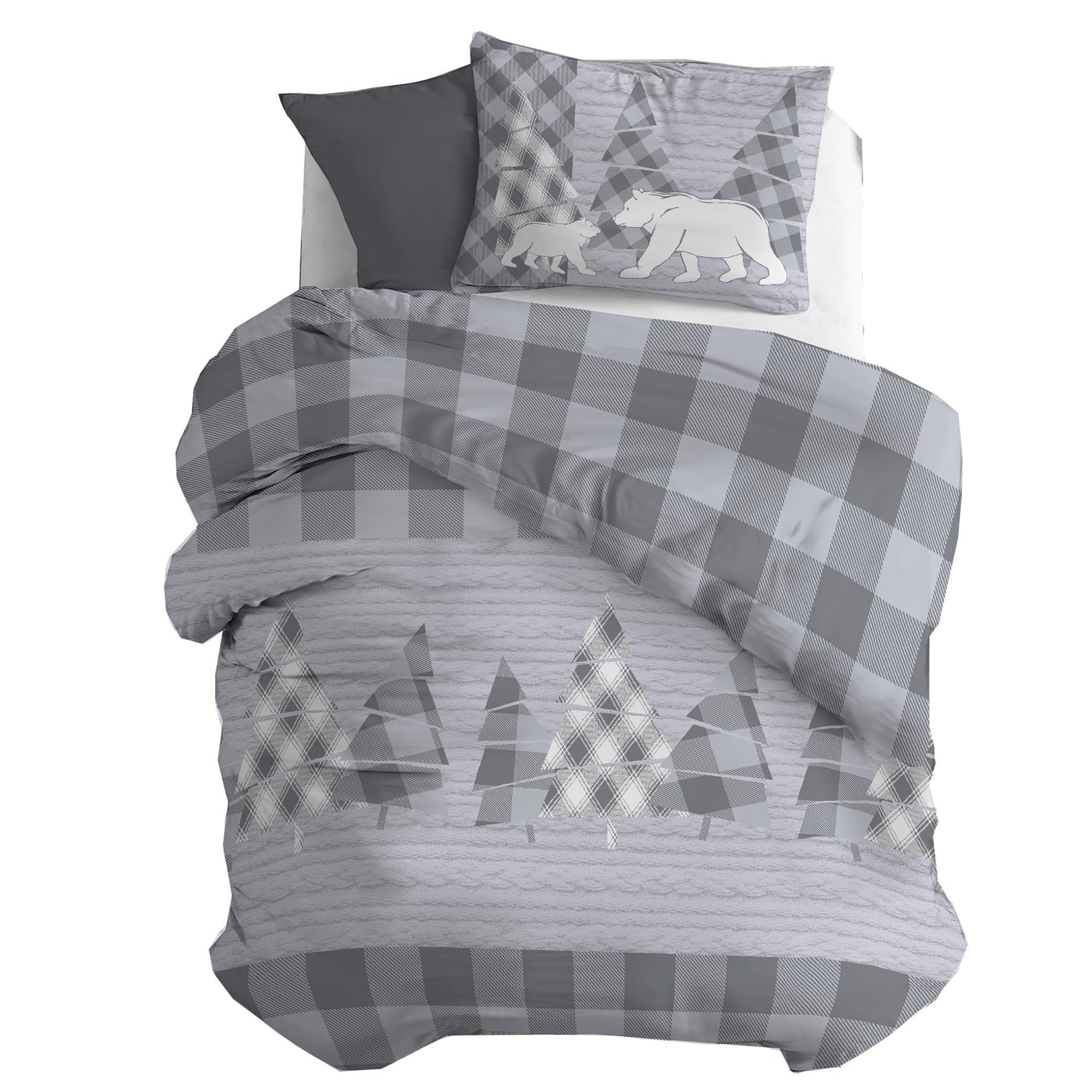Parure de lit en flanelle de coton pour stopper le froid nocturne housse couette 155x200