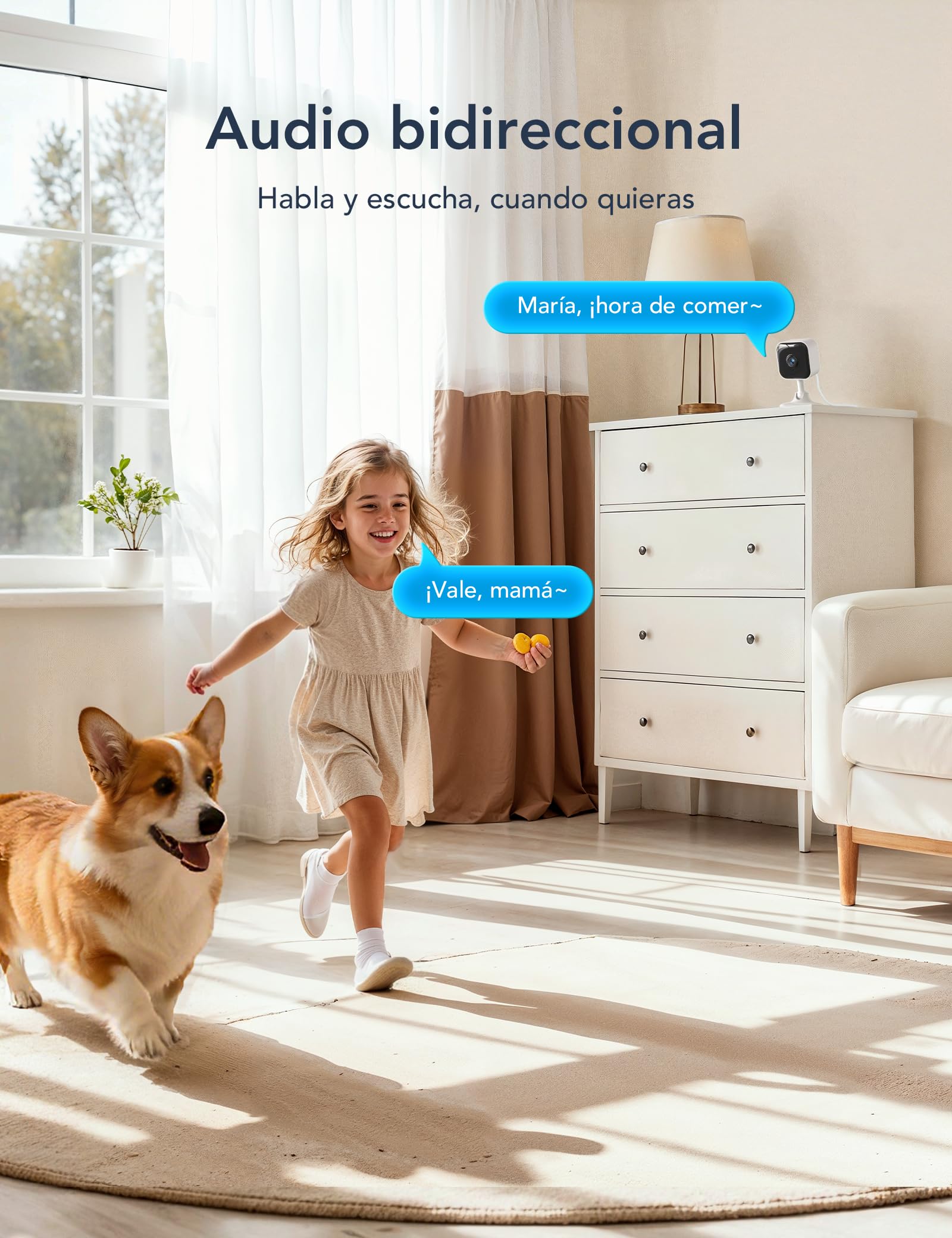 GNCC 2K Camara Vigilancia WiFi Interior 2.4G/5G con Visión Nocturna(4-Pack) | Monitor para Bebés y Mascotas, Detección de IA, Audio Bidireccional, Modo Privado, SD/Cloud, Alarma, Compatible con Alexa