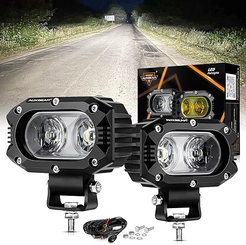 Auxbeam Cápsulas LED de cubo de 4 pulgadas, luces superbrillantes de 60 W, luces auxiliares de conducción de inundación, luz de conducción de