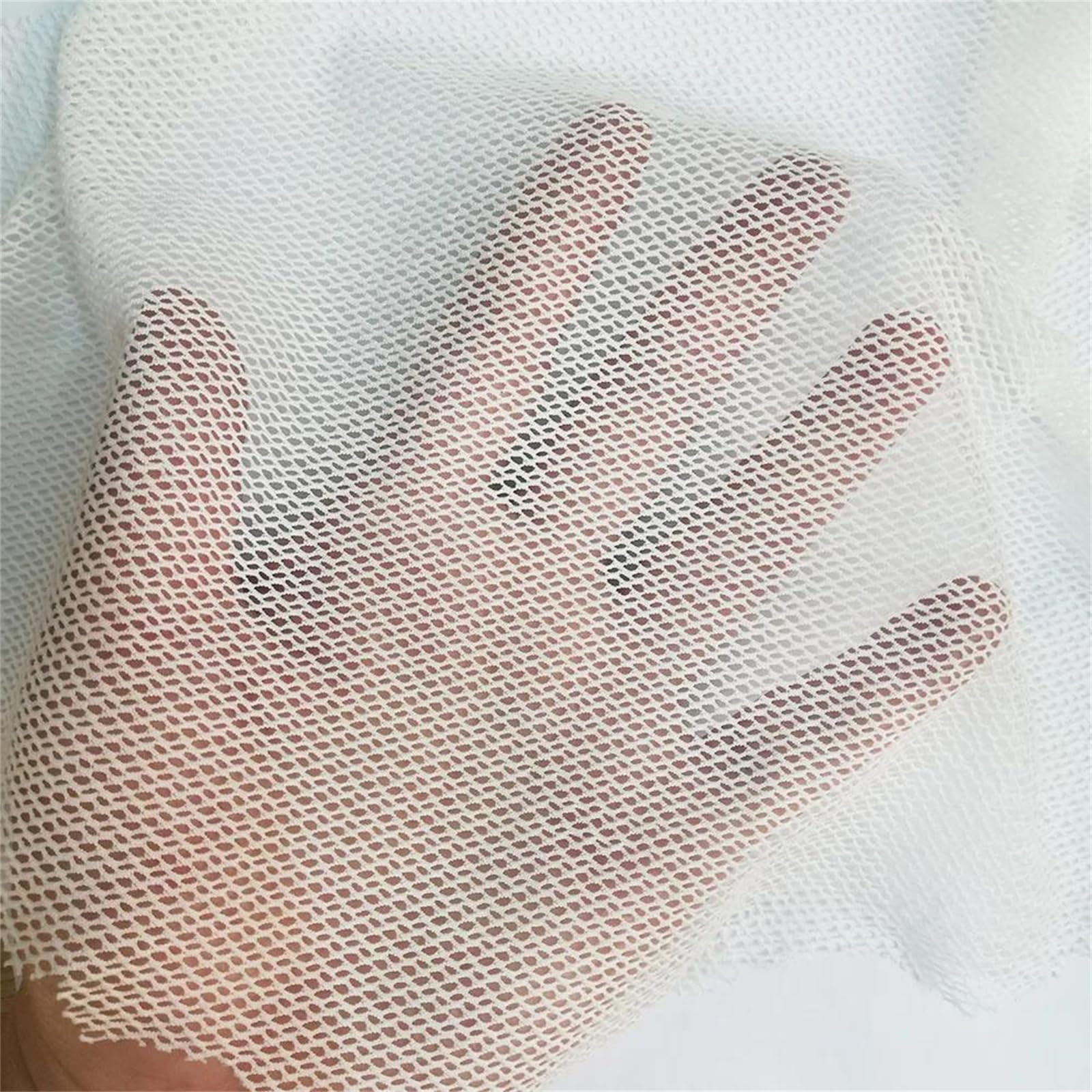 Tessuto di Pizzo Cavo Elasticizzato con Foro Piccolo 90 cm * 145 cm Maglia di Poliestere Morbida for Gilet di Lingerie e progetti di Cucito di Abiti(White,90cmx145cm)