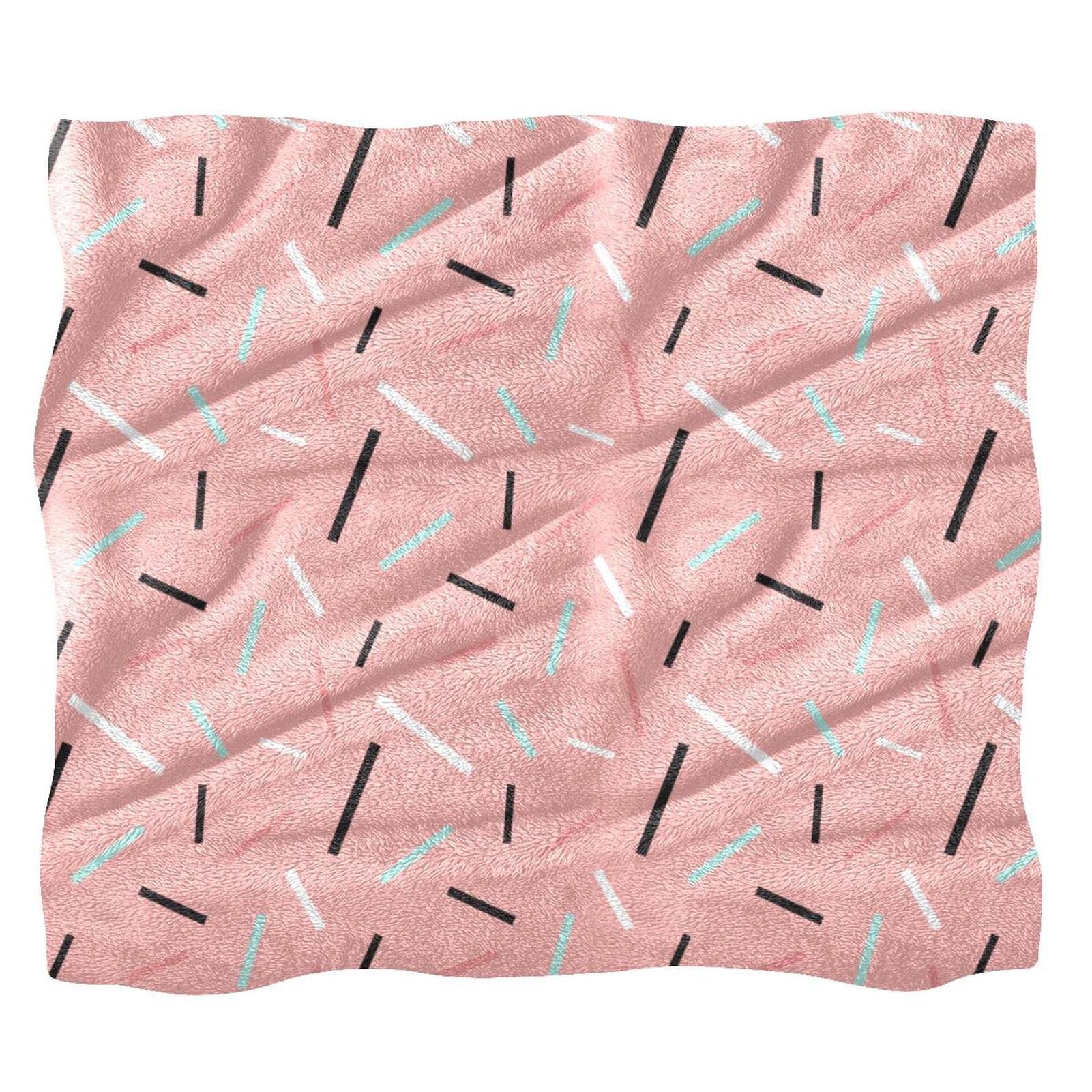 Couverture polaire douce Memphis rose pour canapé et lit cosy