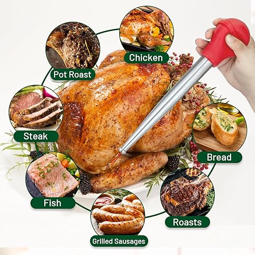 Miniatura 2 de Vondior Baster Baster - Jeringa de pavo de acero inoxidable de grado alimenticio con cepillo para untar barbacoa y 2 agujas inyectoras de adobo y