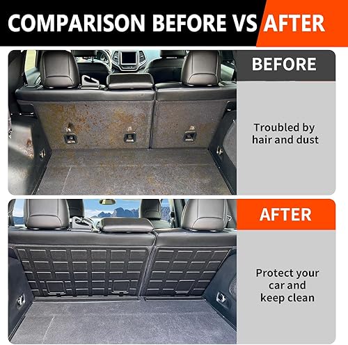 Miniatura 3 de powoq Tapete para respaldo trasero compatible con Jeep Cherokee TPE 2019-2023, protector de respaldo de asiento para accesorios Jeep Cherokee 2019