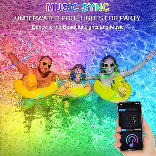 Miniatura 4 de T-SUN Luces LED Subacuáticas para Estanque Luces de Fuente Sumergibles Impermeables IP68 con Aplicación y Control Remoto, 16M