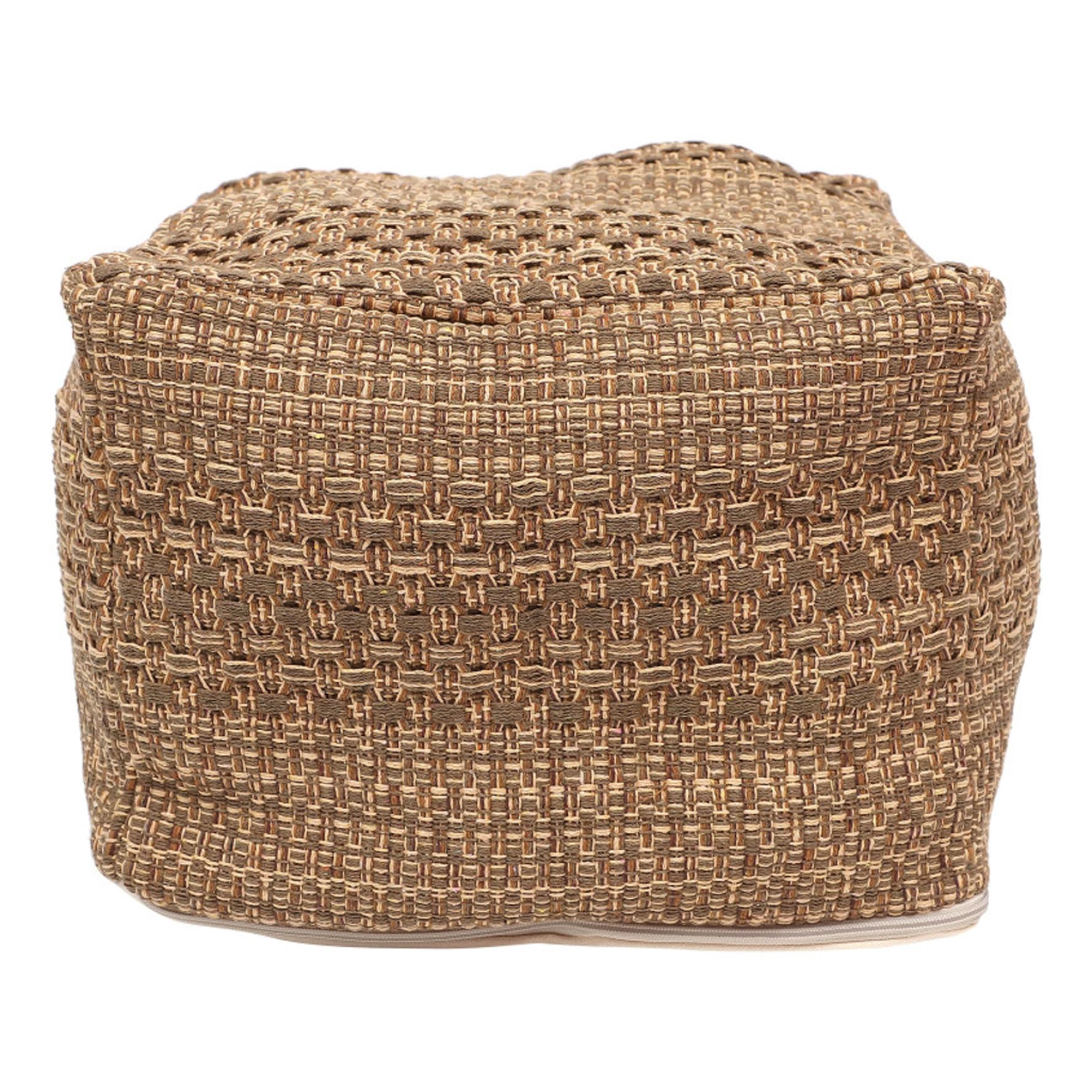 Pouf-Bezug,43,2 x 43,2 x 33 cm,ungepolsterter Pouf-Ottomane-Bezug für Wohnzimmer,quadratischer Boho-Pouf-Bezug, ungepolstert,aus Baumwolle gewebter(Kern nicht im Lieferumfang enthalten)