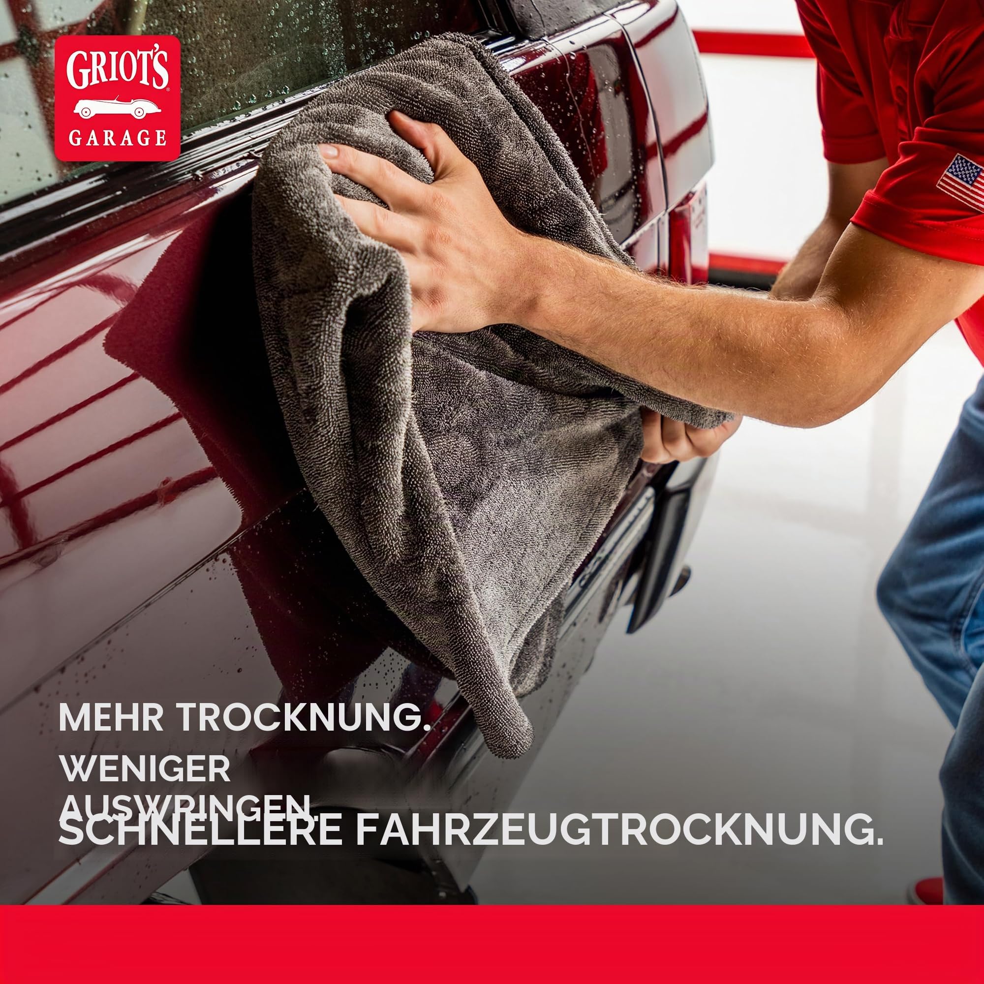 Griot's Garage Extra großes PFM randloses Mikrofaser-Trockentuch für Autowäsche und Detaillierung, ideal für SUVs, LKWs und Wohnmobile, 73,7 x 91,4 cm, 55596
