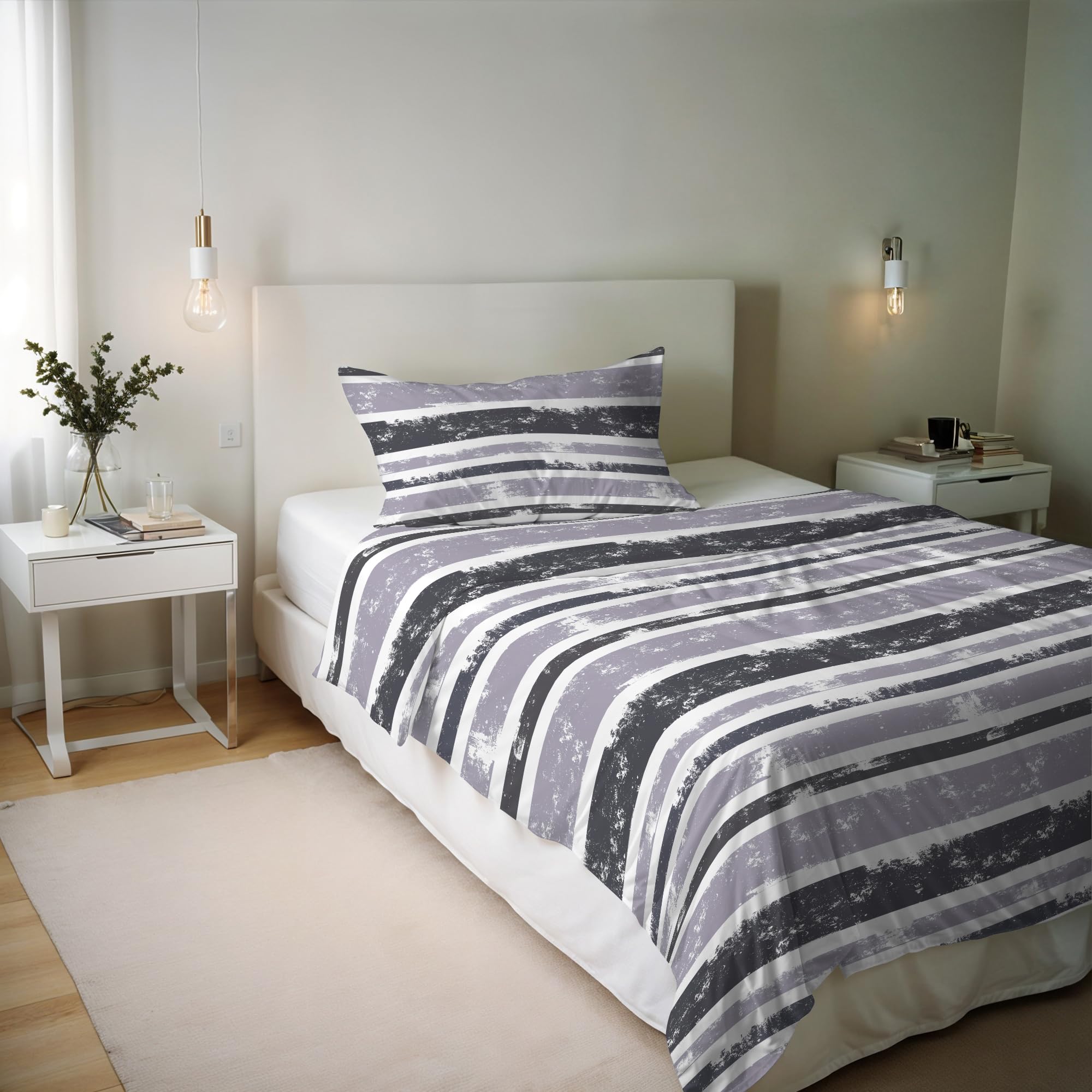 Italian Bed Linen River Cotton Single Duvet Cover Set, Made in Italy – Duvet Cover Set – Duvet Cover 150 x 200 cm with Double Flap and Pillow Cases (Single, Oka)