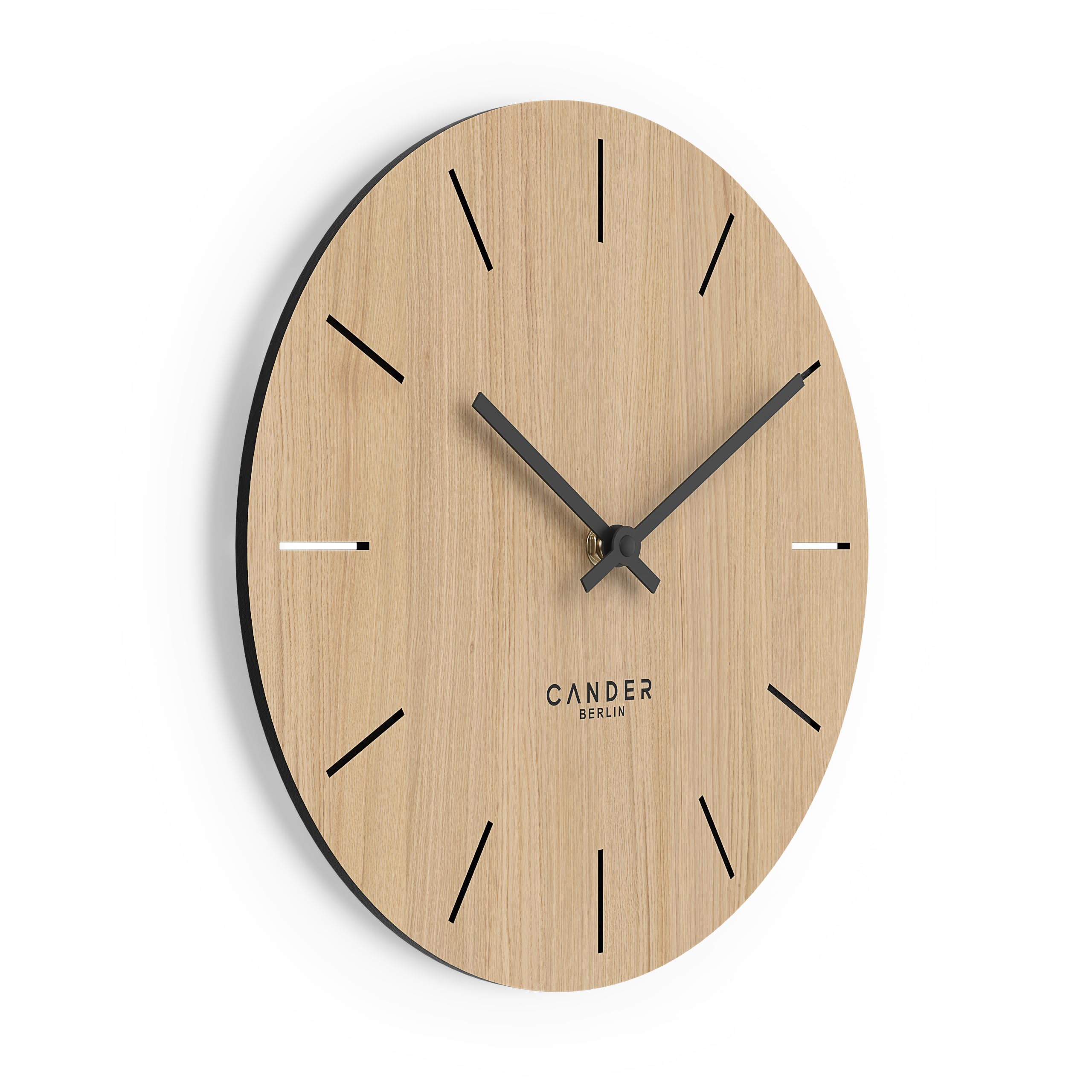 Cander Berlin MNU 2730 E - Reloj de Pared (Madera silenciosa, 28 cm), diseño de Roble Vintage sin Tic-TAC