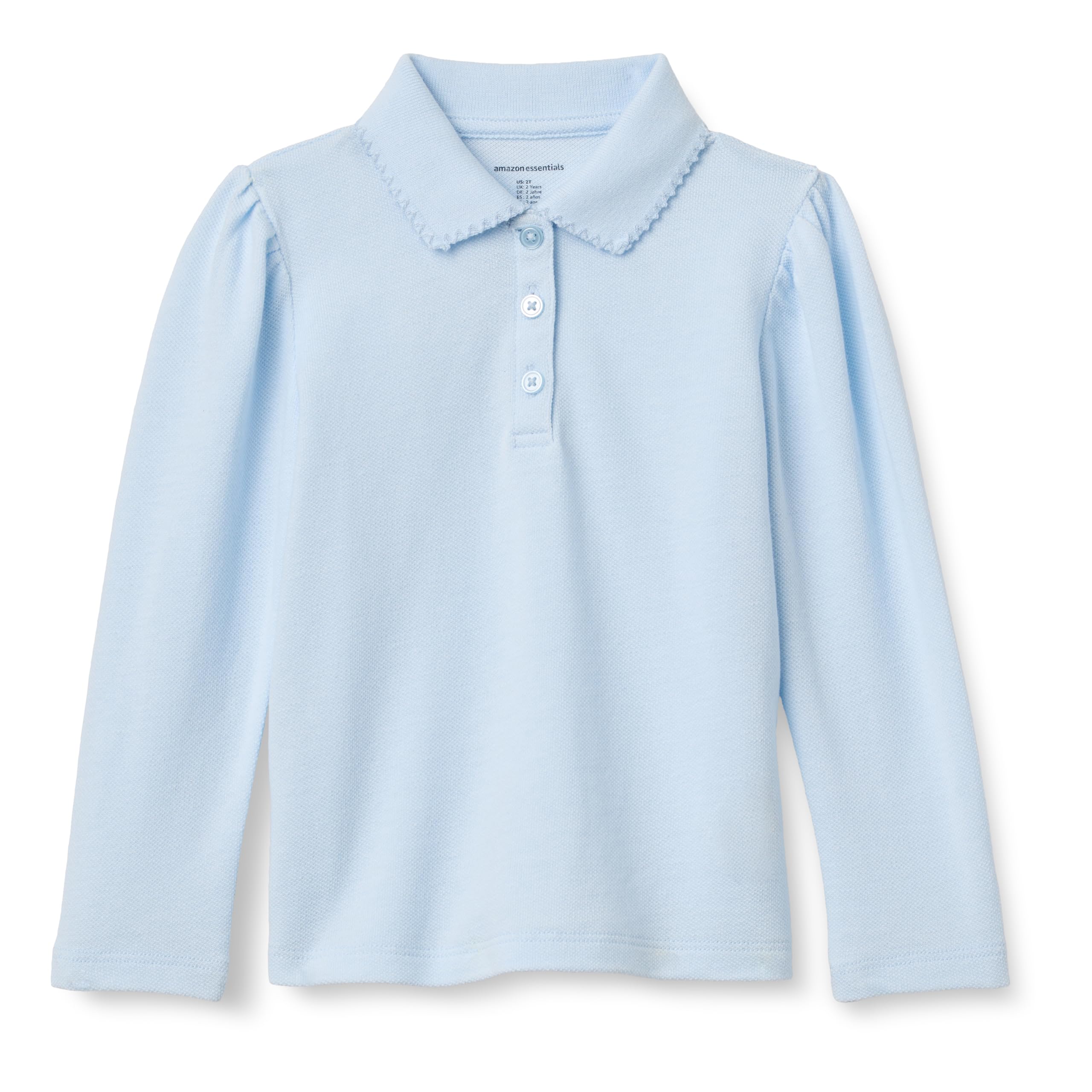 Amazon Essentials Girls and Toddlers' Uniform Pique Long Sleeve Polo Shirt