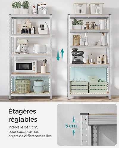 SONGMICS Set di 2 Scaffali per Carichi Pesanti Senza Viti a 5 Ripiani - 4