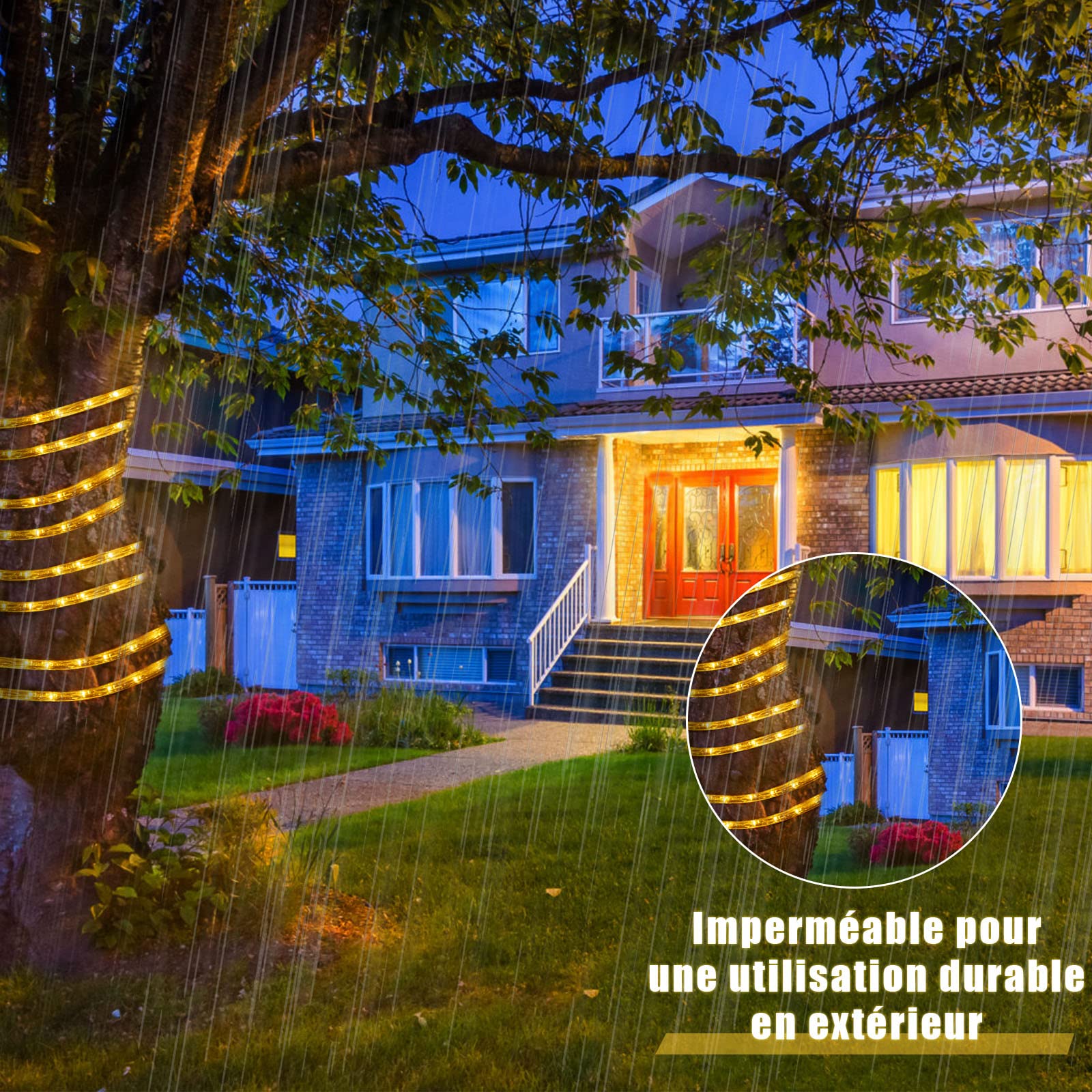 COSTWAY Guirlande Lumineuses Extérieur Tube Lumineux LED Décoration Intérieur et Extérieur pour Salle, Jardin, Noël, Mariage, Fête (Beige, 20M,720 Ampoules)