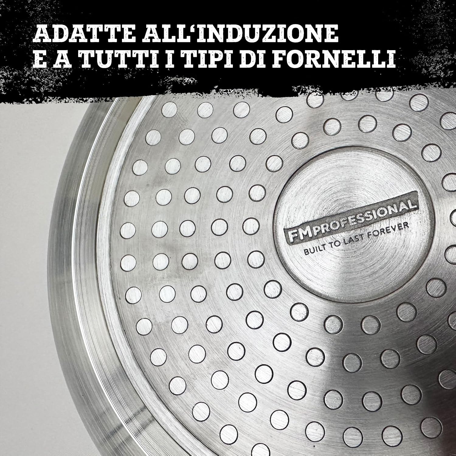 FMprofessional Set di 3 padelle professionali 20/24/28 cm, in alluminio leggero e resistente, adatte per induzione e tutti i tipi di cucine, antiaderente doppio strato, struttura a nido d'ape