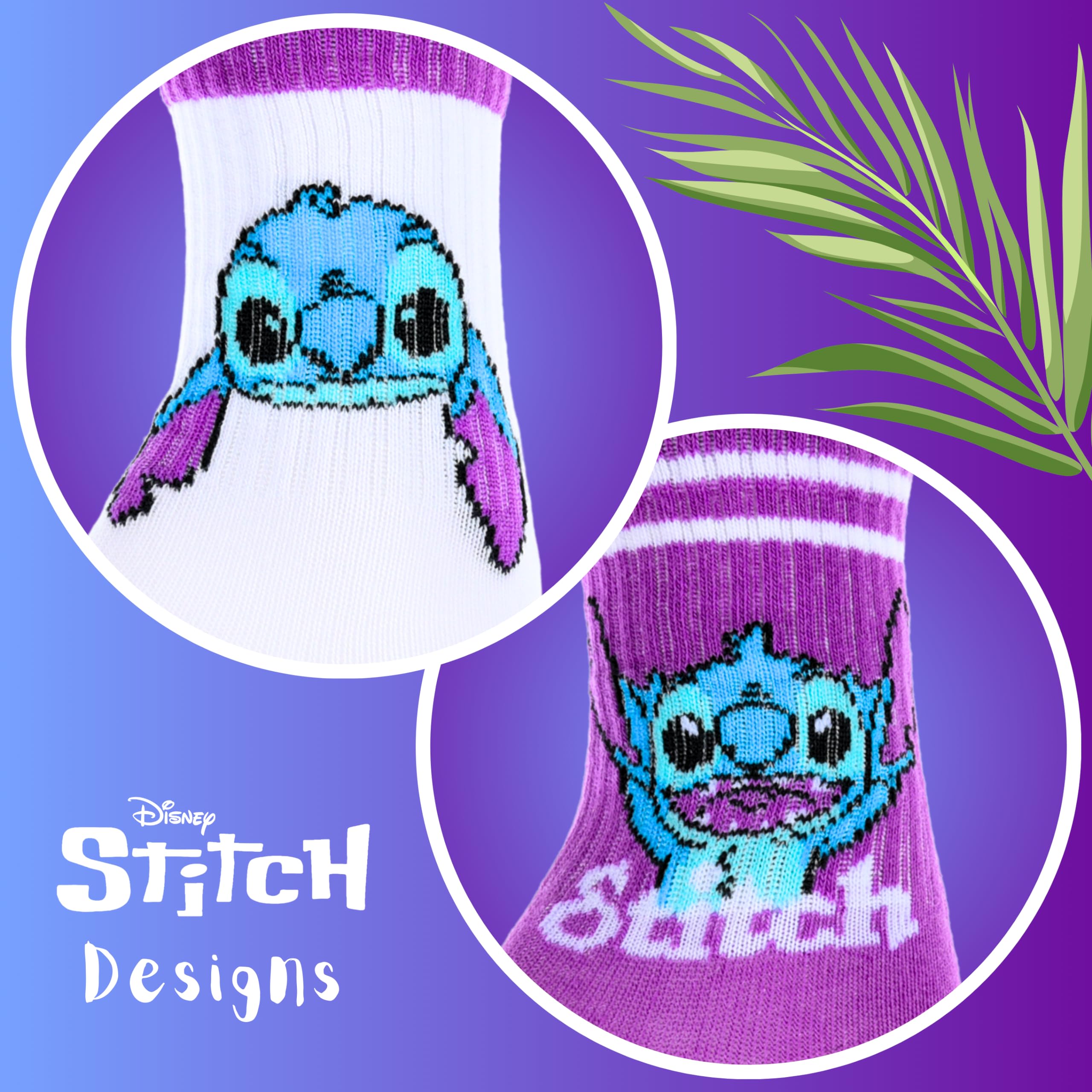 Disney Stitch Chaussettes Filles, Soquettes Stitch, Lot de 4 Chaussettes Universitaires, Cadeau Filles et Adolescentes, Tailles EU 27 à 37