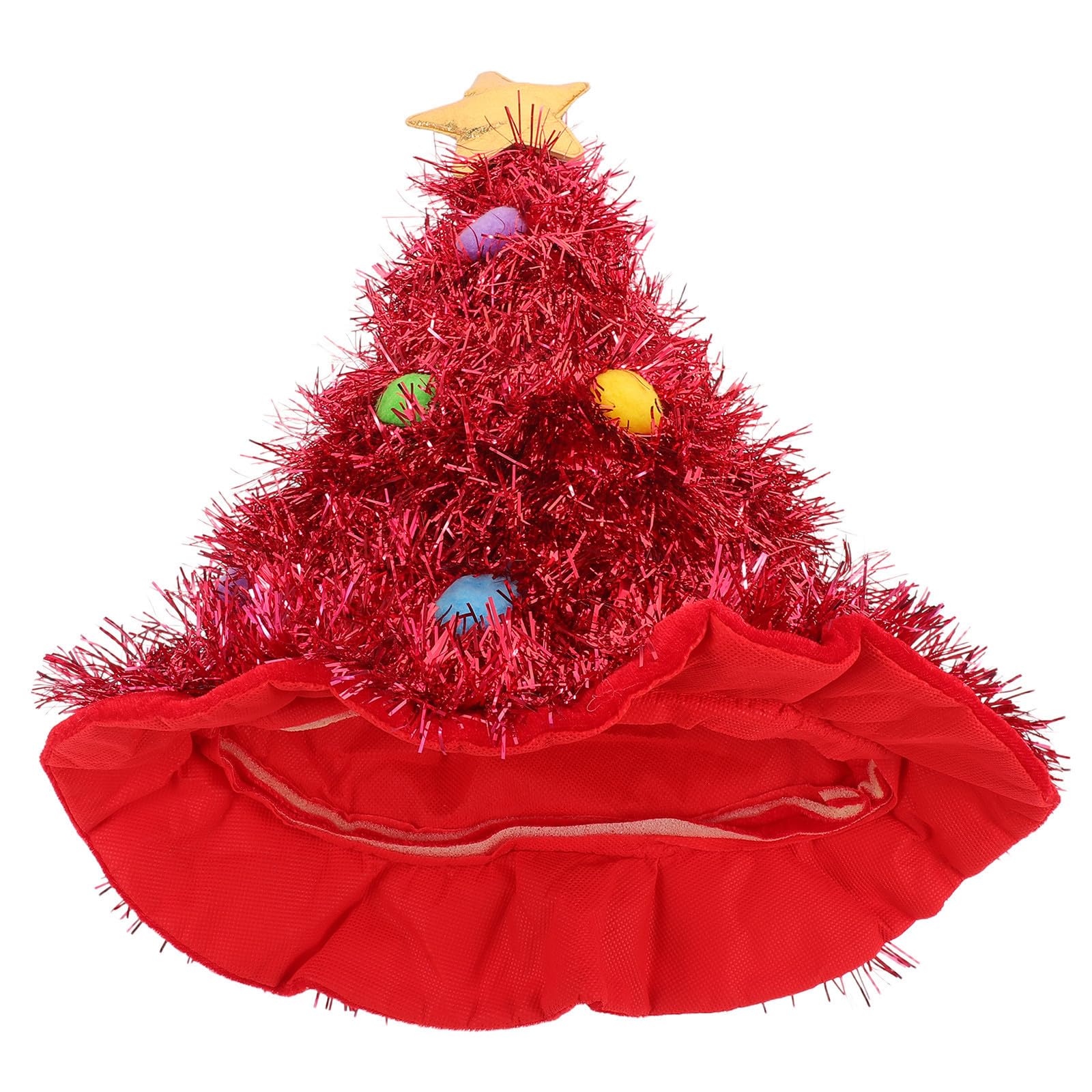 NUOBESTY 5 Pezzi Cappello di Natale Albero Rosso in Feltro con Grande Tesa