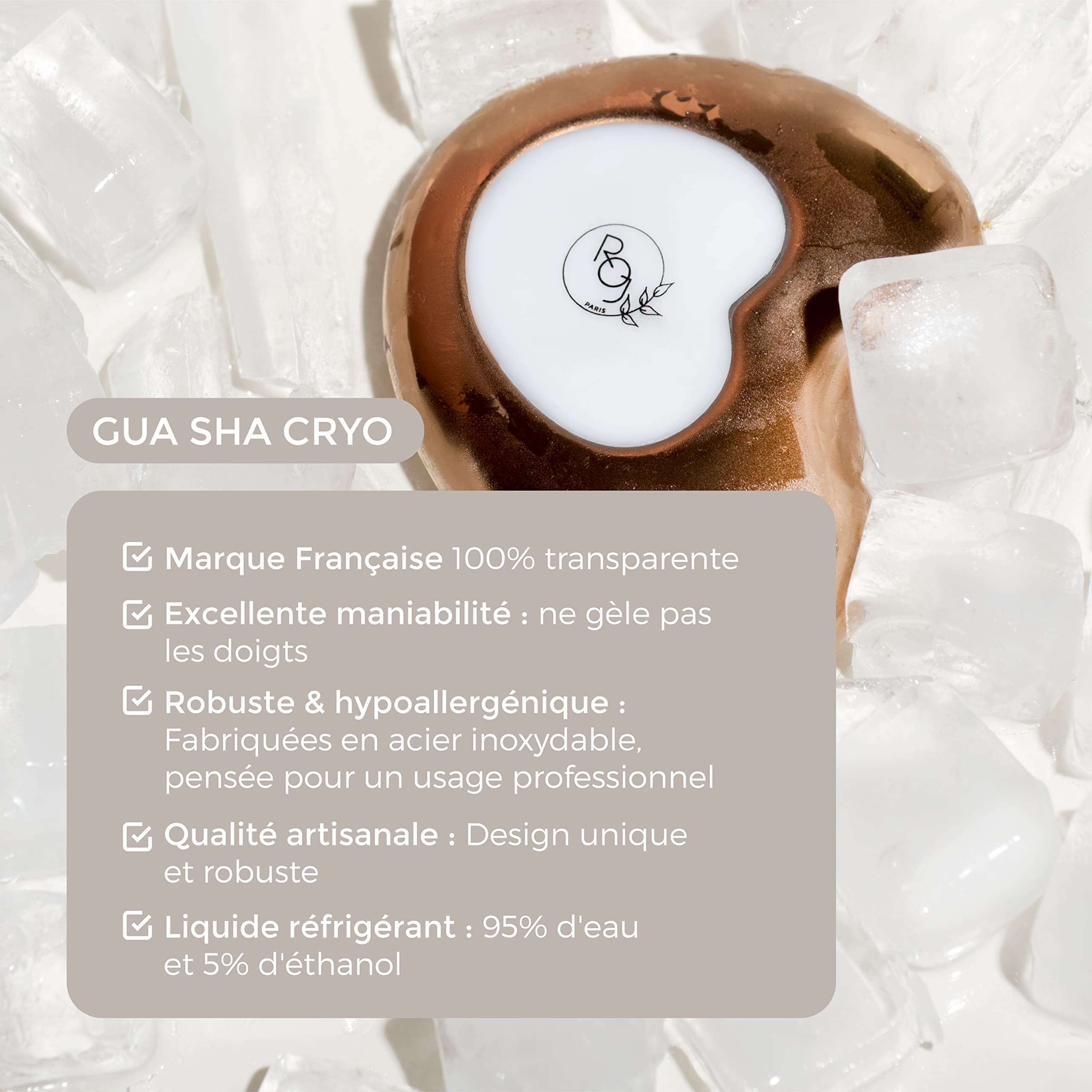ROLL ON JADE - Ga Sha Cryo, Outil visage Cryothérapie, Décongestionne, Raffermit, Réduit les Inflammations