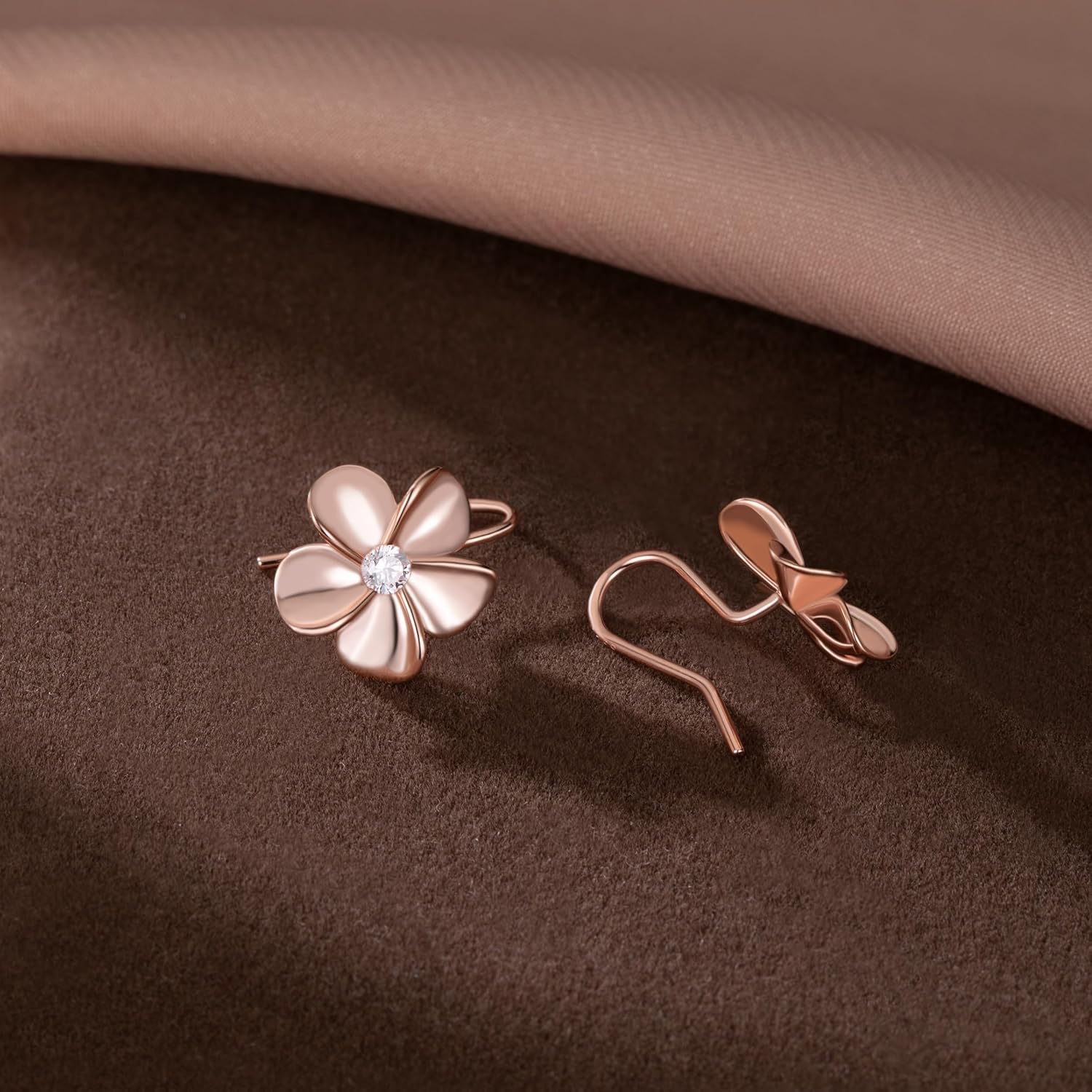 Reffeer Solid 925 Sterling Silver Hawaiian Plumeria Flower Drop Earrings for Women Teen Girls CZ Flower Drop Earrings Dangle - Image 5