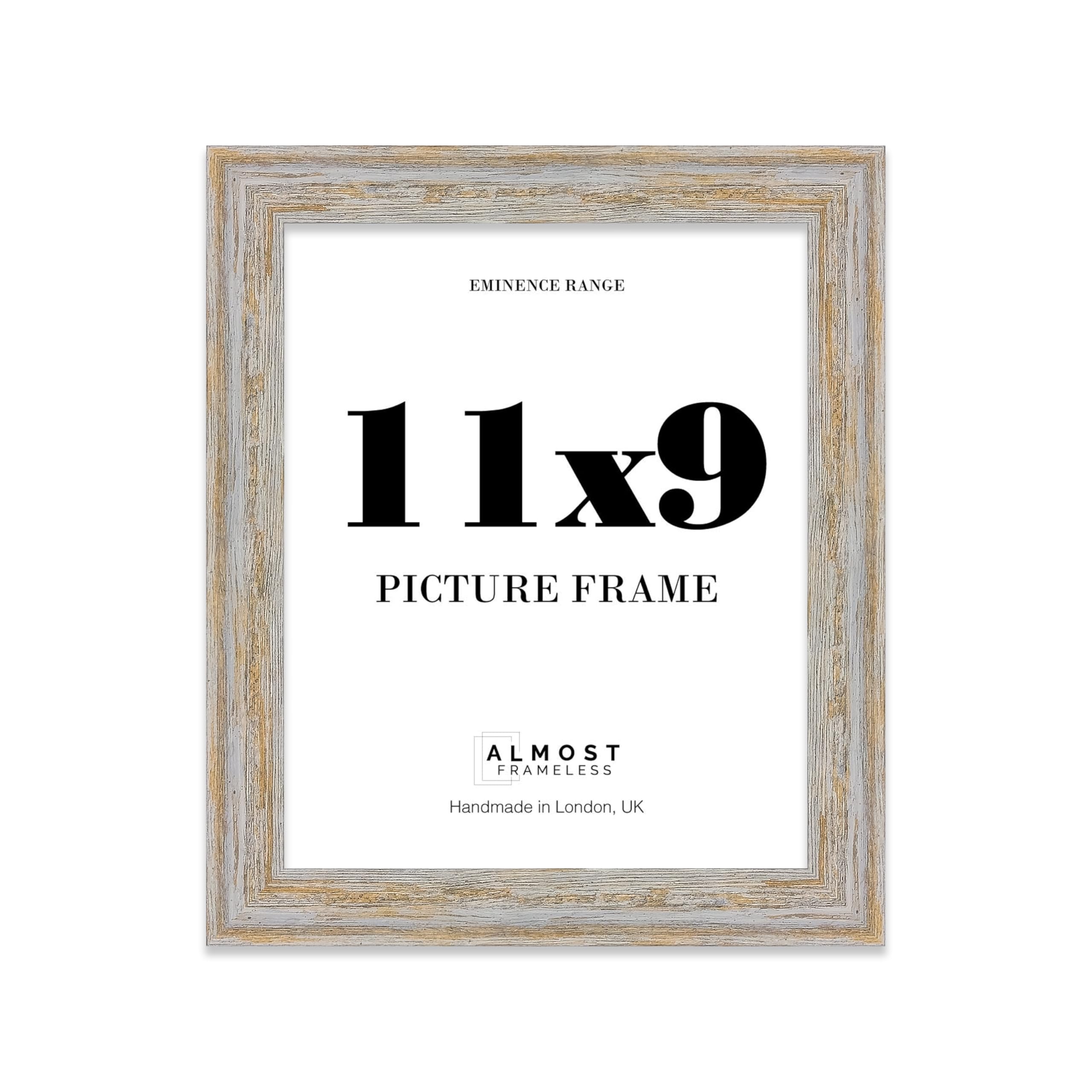 11x9" Walnut Woodgrain Picture Frame - Rustic Wood Industrial Effect Photo Frame for Wall Display, Ideal for Posters, Prints & Home Décor, Wall Hooks and Kickstand, 32mm Edge - 1 Pack