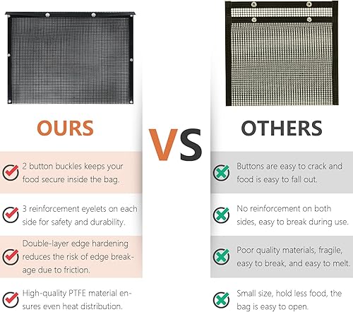 Miniatura 4 de Juego de 2 bolsas de malla para parrilla, herramientas para barbacoa, resistentes al calor, reutilizables, antiadherentes, para ahumadores de gas de