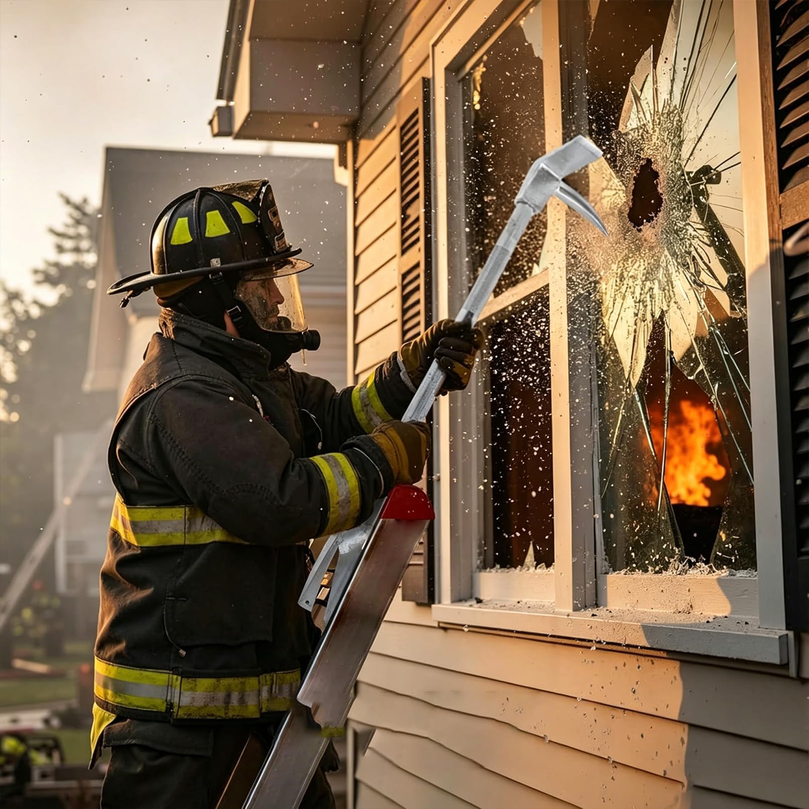 «Halligan Tool 30» – Barra De Demolición Forjada En Caliente De Acero Al Carbono para Rescate De Bomberos E Entrada Forzada – Herramienta De Entrada 3 En 1 con Azuela, Pico Y Horquilla, Tratada