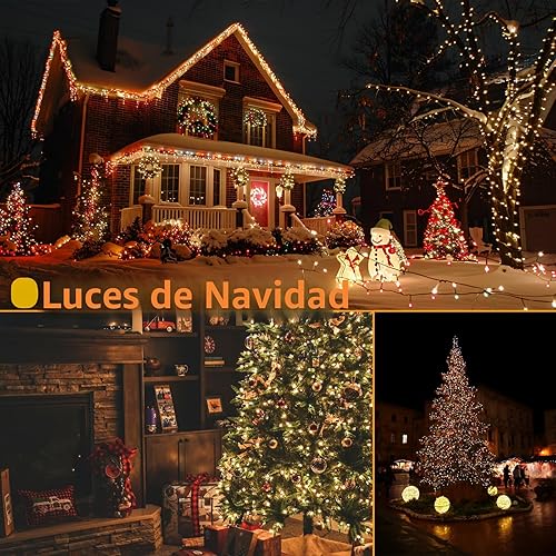 Miniatura 6 de OZS Paquete de 240 luces LED solares de Navidad para exteriores, impermeables, luces solares para árbol de Navidad con 8 modos de iluminación, luz