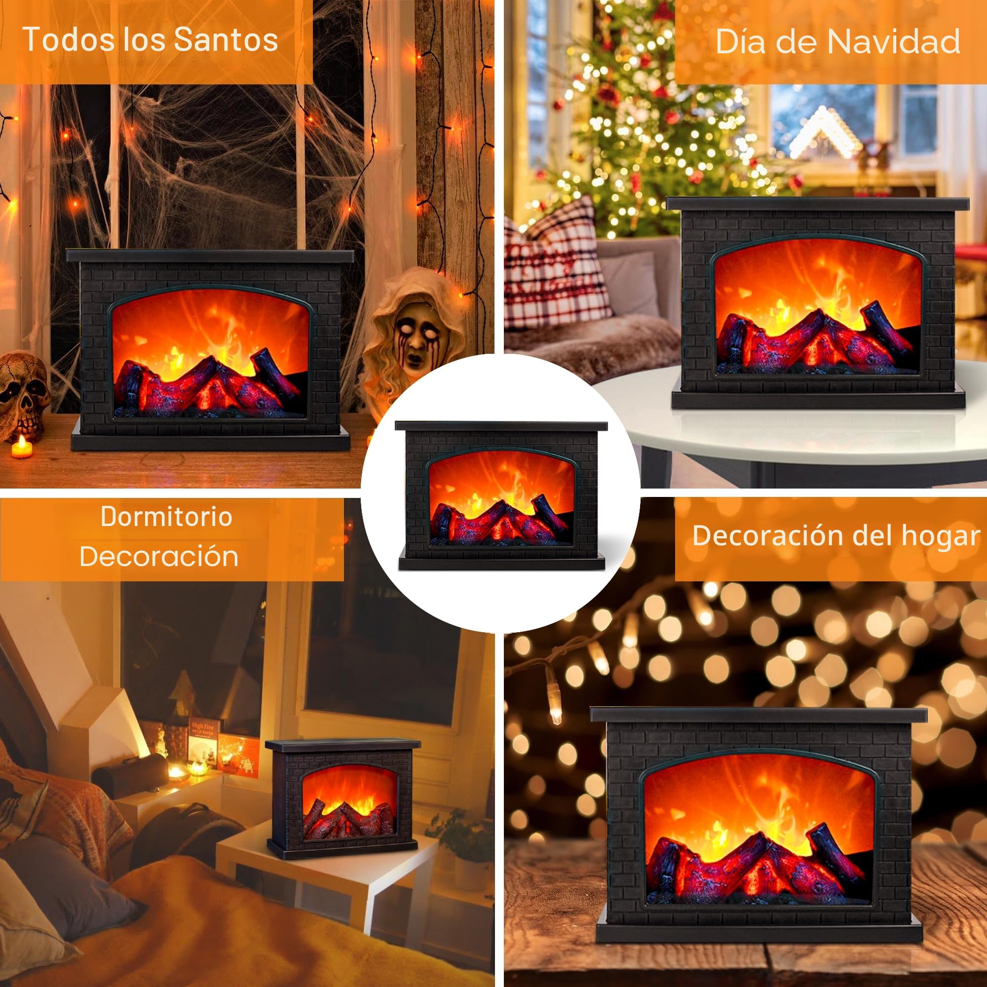 Lámpara LED de Chimenea Con Control Táctil - Efecto Llama, USB y Baterías - Simulación de Chimenea Para Decoración del Hogar