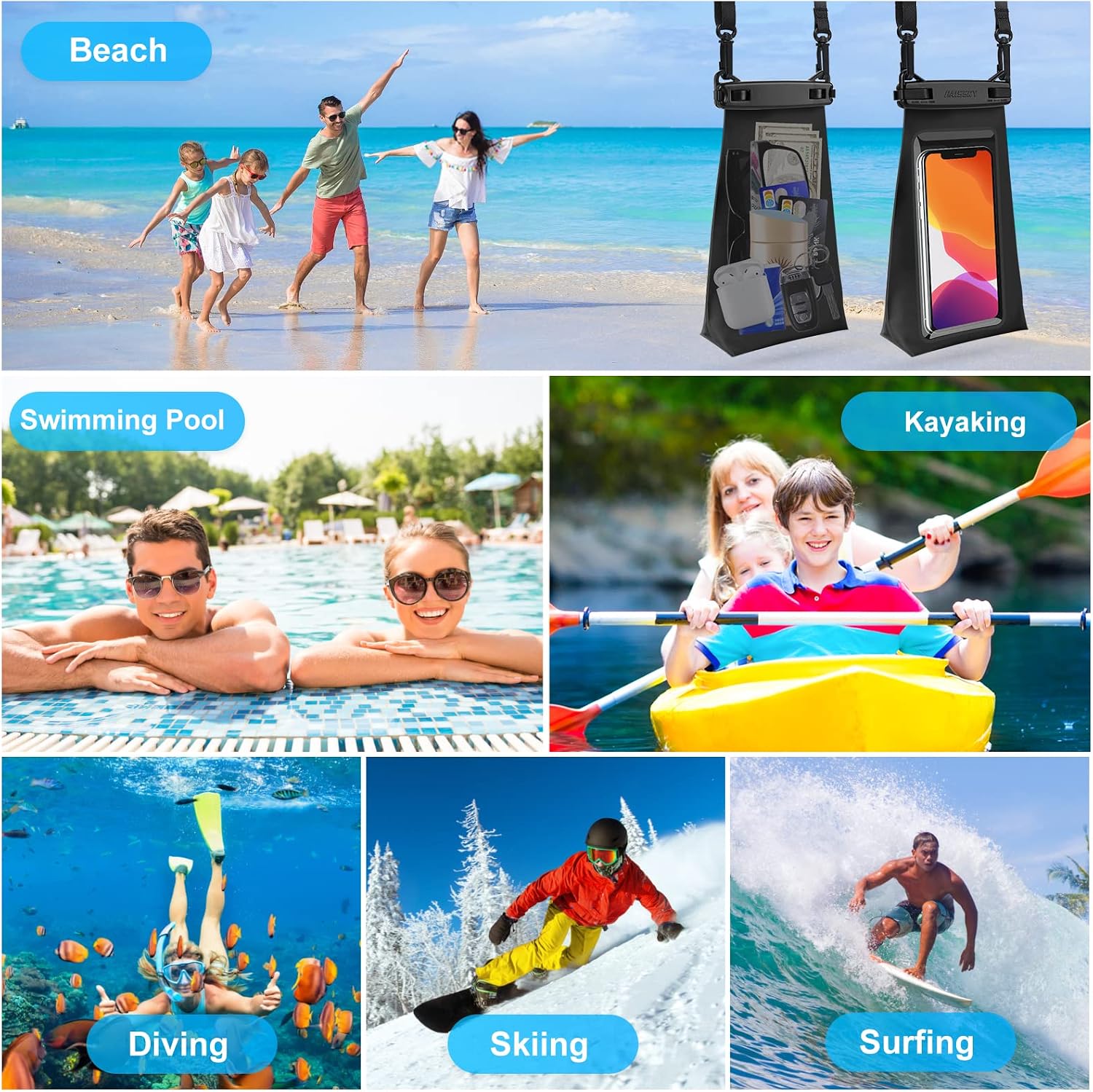 Large Capacity Waterproof Phone Pouch Floating, Waterproof Bag Case for iPhone 14 13 12 11 Pro Max X XR 8 Plus Samsung S23 S22 Up to 6.9'', IPX8 Water Proof Phone Dry Bag for Boating Swimming Kayaking