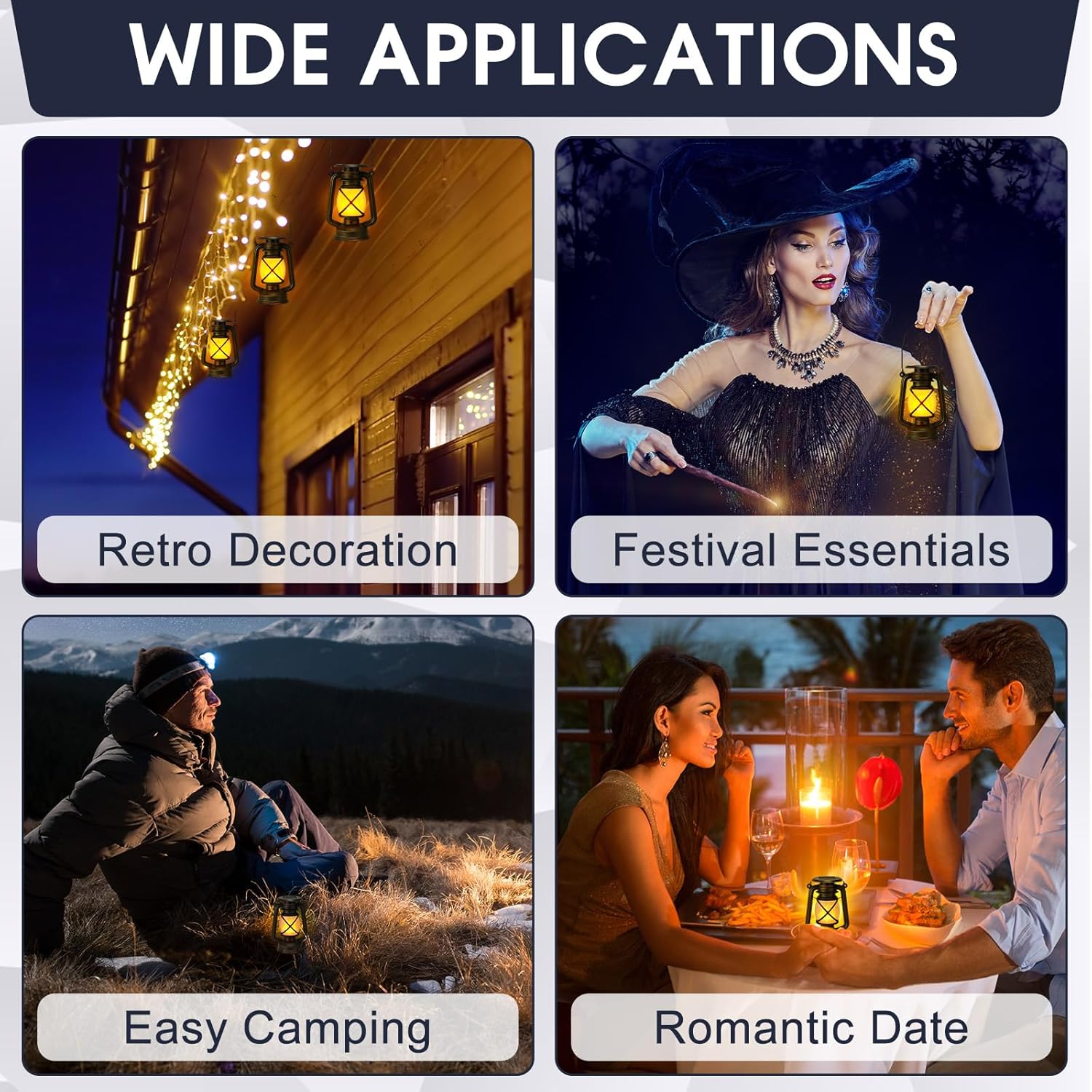 VIHOSE 6 Pcs Solar Lanterns Outdoor Waterproof Flickering Flame Hanging Lights Small Solar Lamps 5'' x 3.5'' for Garden Decor Yard Patio Porch Camping(Retro)