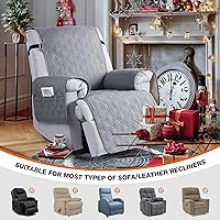 Vista 4 de VANSOFY Fundas 100% Impermeables para Silla Reclinable, Funda para Silla Reclinable Antideslizante para Perros, Protector de Muebles Lavable con Gris