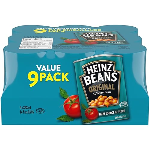 Heinz Original Beans in Tomato Sauce, 398mL (Pack of 9) - 398 ml (Pack of 9)