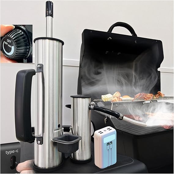 Advanced Smoke Tube for Pellet Smoker, Latest Upgrade Cold Smoker Generator for Gas Grilling, Portable Cordless Electric, Hot or Cold Smoking: Fit Any Grill or Smoke, Perfect Gifts for Men, Fathers