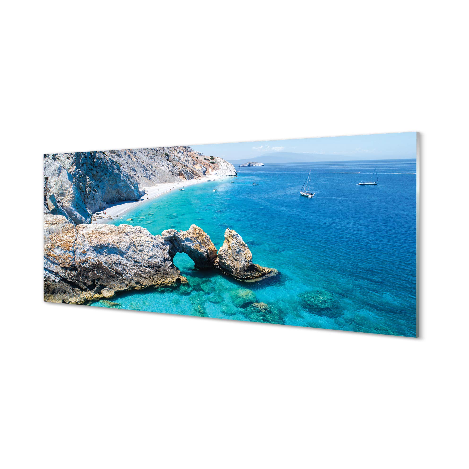 Crédence adhésive Tulup 125x50cm en verre trempé de sécurité avec motif côte plage