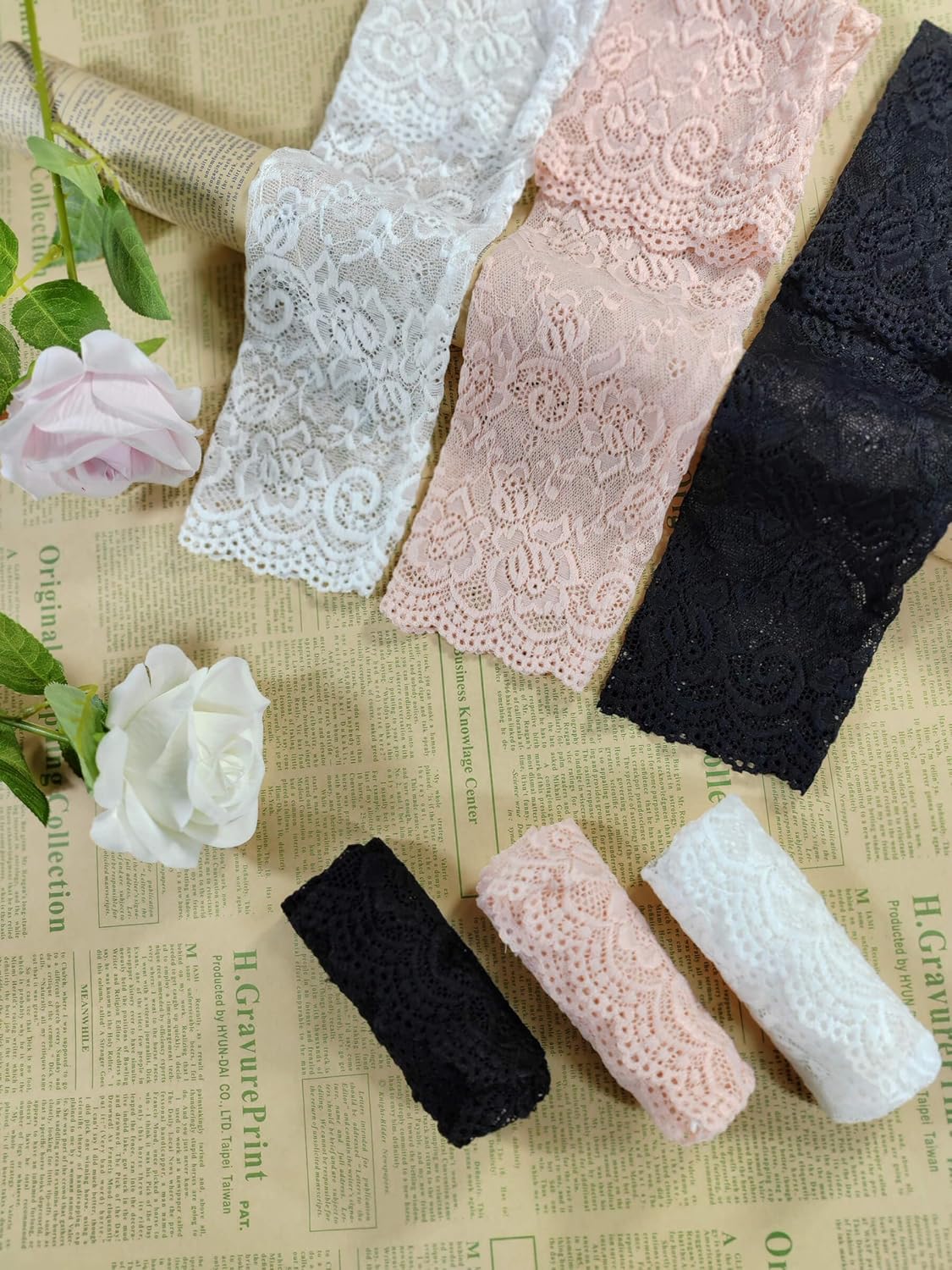 3 Pairs Women Lace Arm Sleeves Long Lace Gloves Fingerless Arm Covers Warmers Black White Pink - Image 5