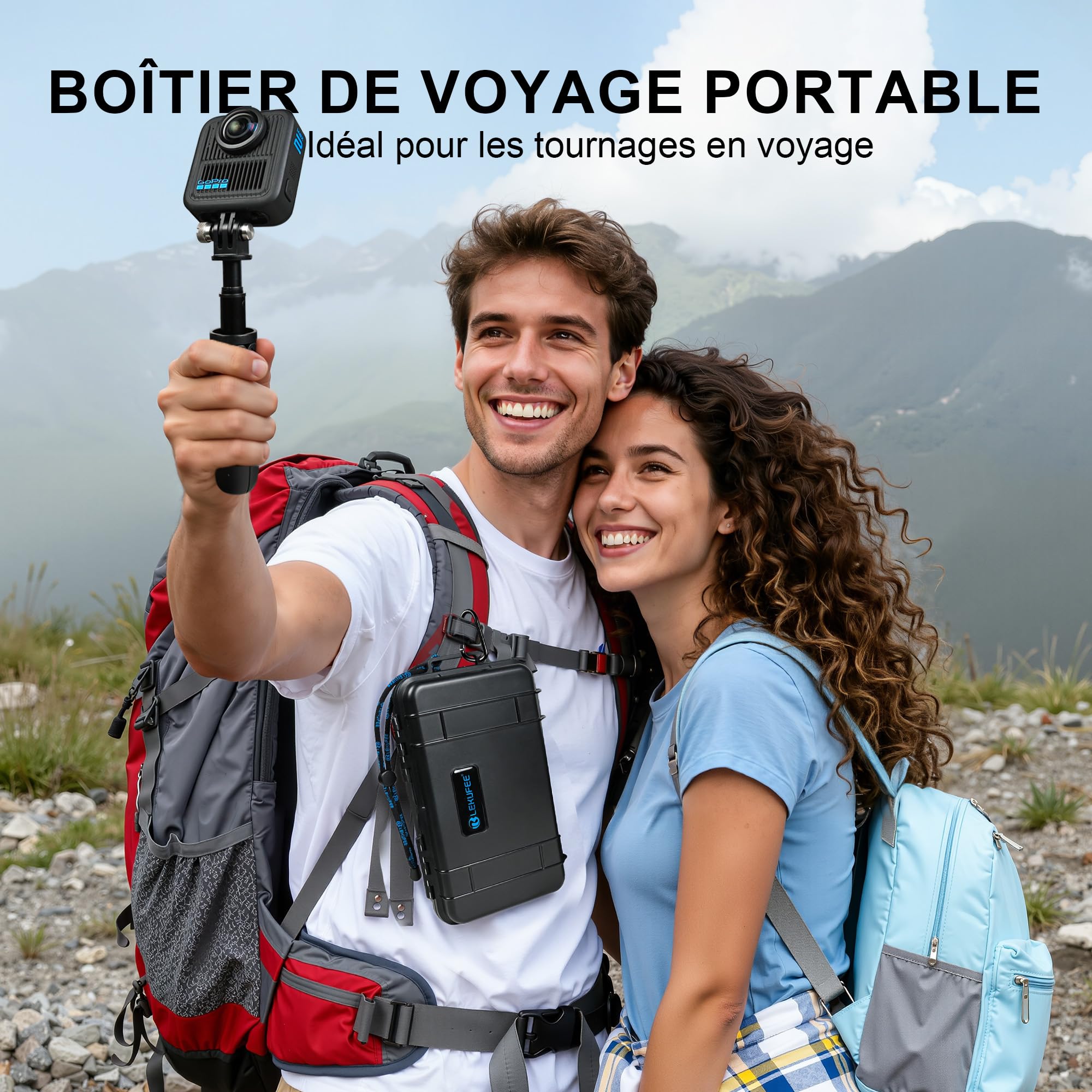 LEKUFEE Boîtier Rigide Étanche de Voyage pour GoPro Max 2, Caméra d’Action, Batterie, Chargeur Double Batterie et Accessoires (Sac & Boîtier Uniquement)