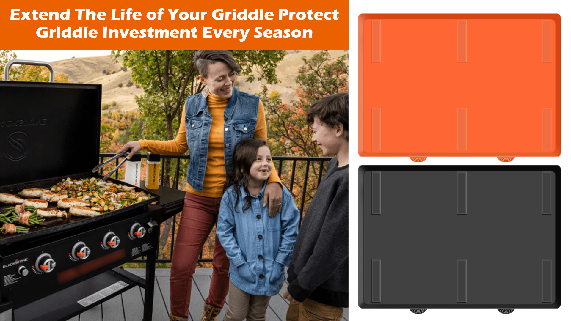 MAGJIUKE Silikon Grillmatte Für Blackstone Grill – Hitzebeständig Mit Tropfpad, 40x29 Cm, Orange