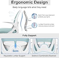 Vista 4 de Primy Silla de Oficina Ergonómica de Escritorio con Soporte Lumbar y Altura Ajustables, Silla Giratoria Transpirable de Malla