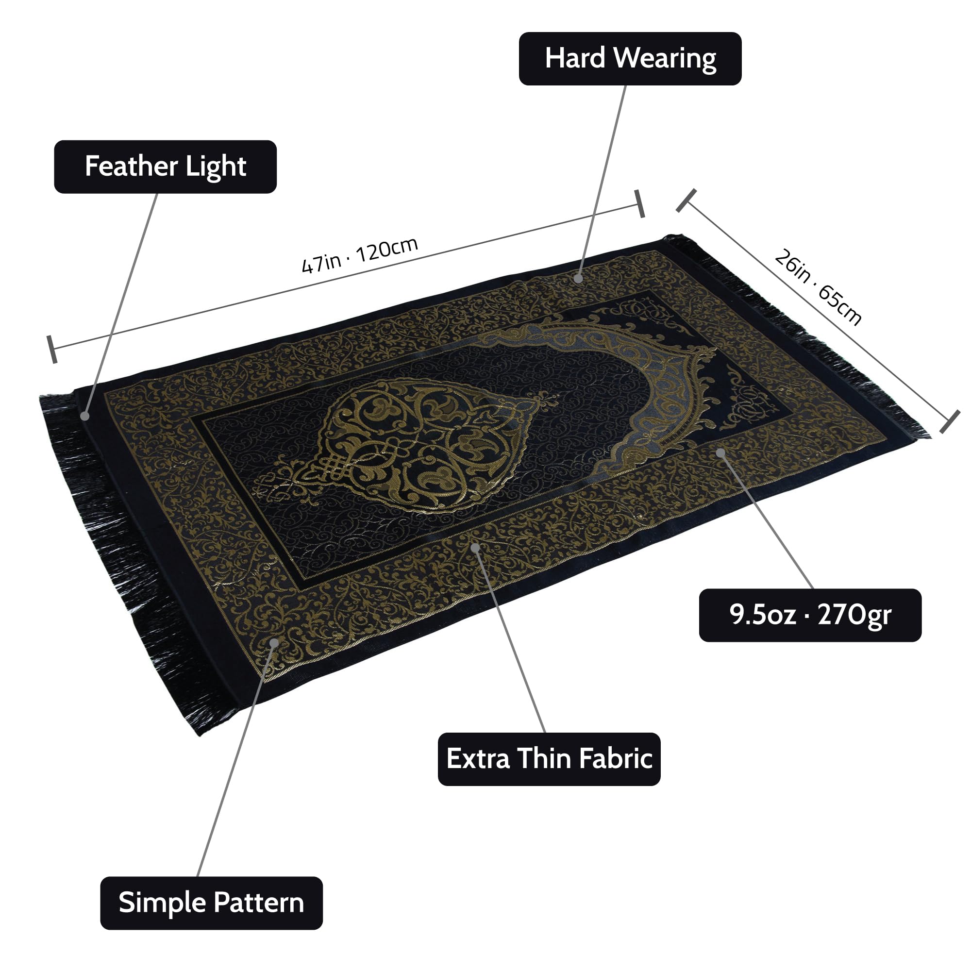 Juego de regalo de oración islámica para hombre, alfombrilla de oración de terciopelo, cuentas Tasbih, libro Yaseen - Elementos esenciales de oración musulmana - Regalo para Ramadán Eid