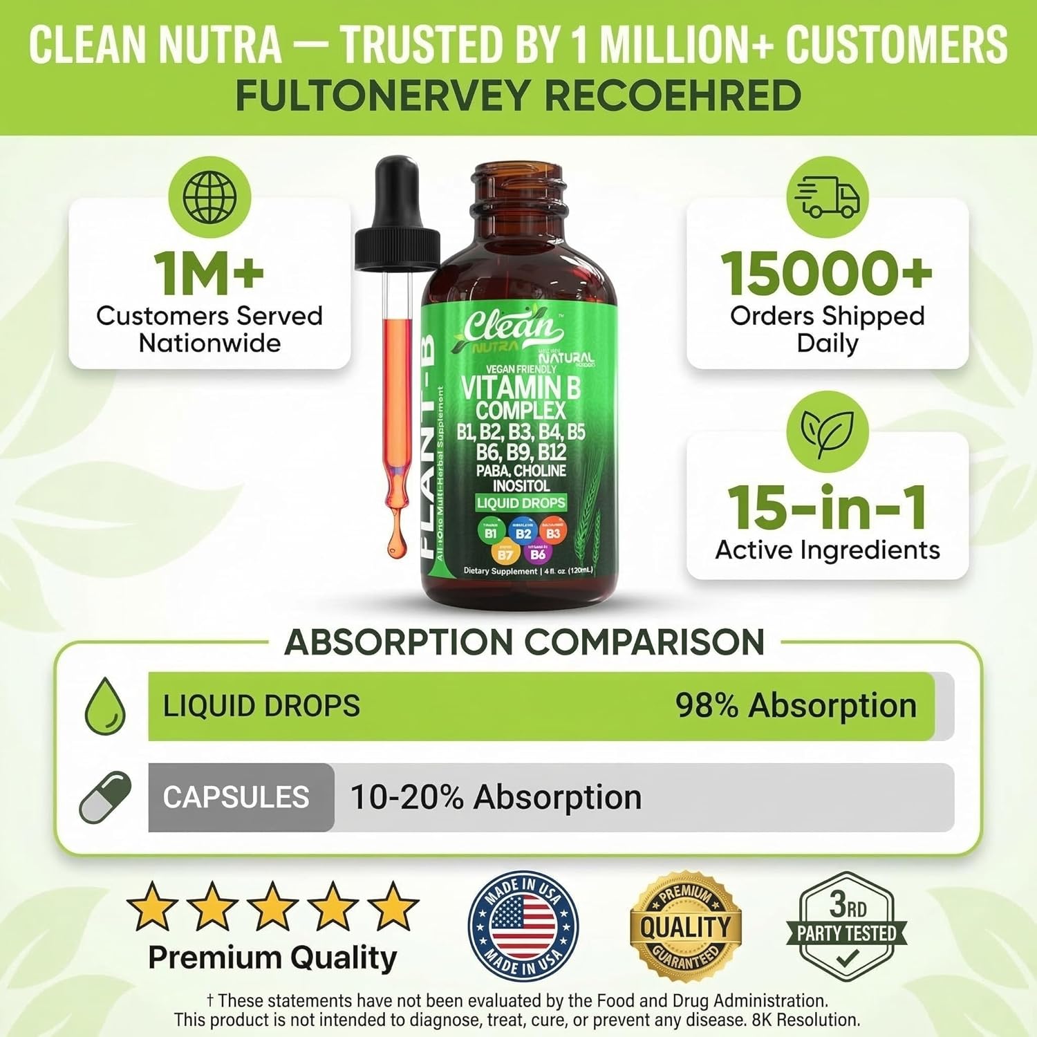 Vitamin B Complex Liquid Drops Plant-B by Clean Nutra