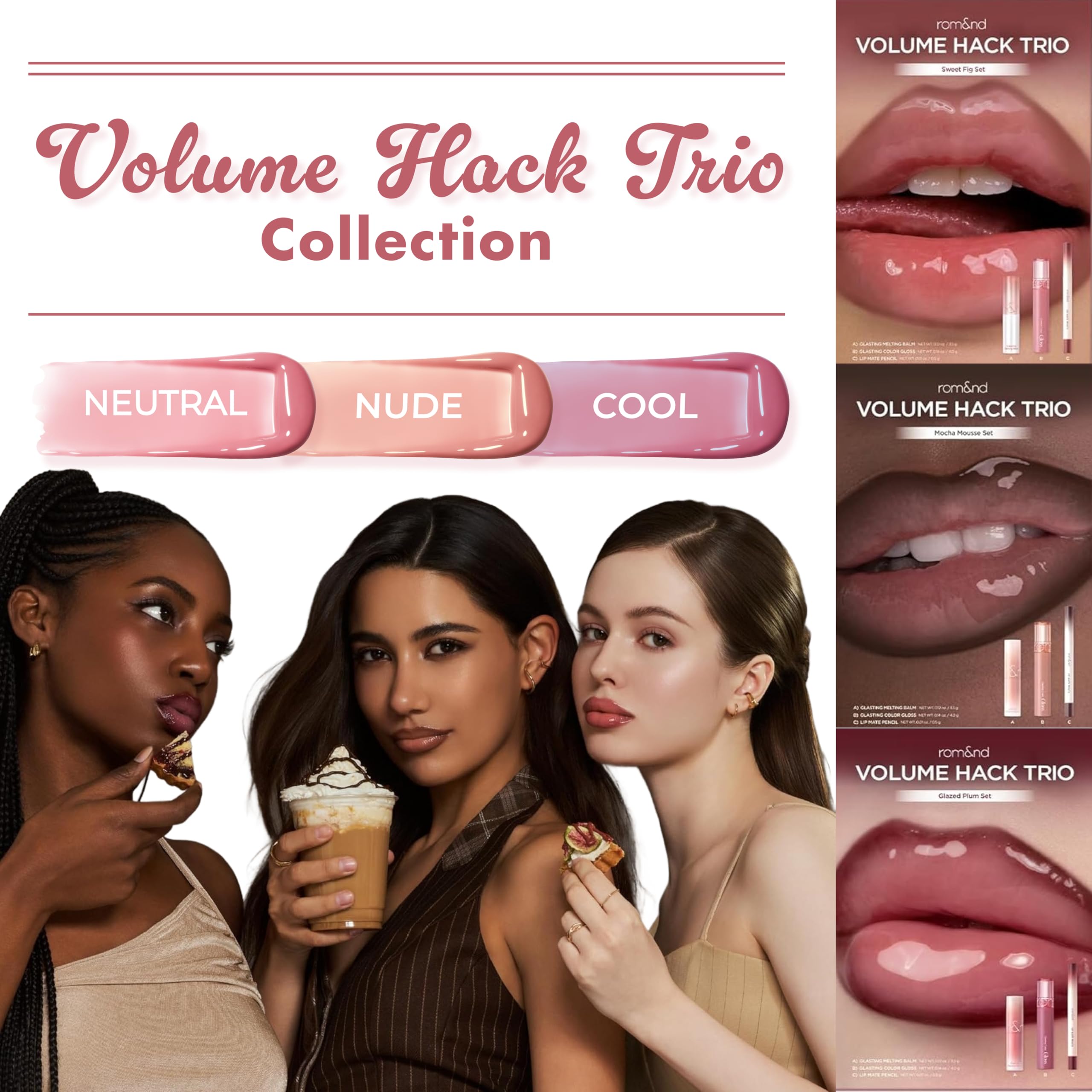 Amazon.com : rom&nd Volume Hack Trio Glazed Plum Lip Set